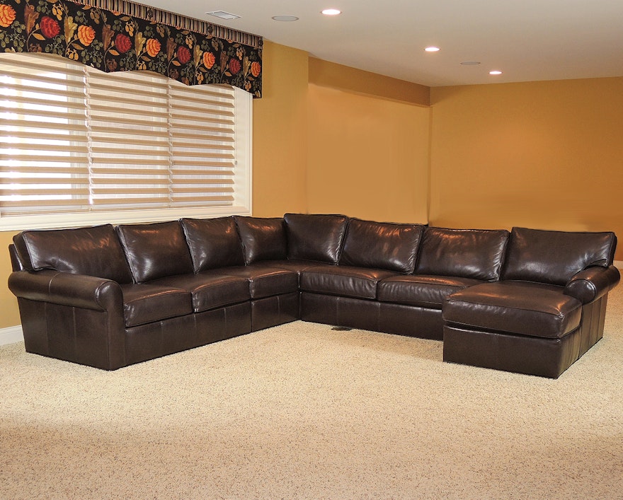 ethan allen leather sectional sofa