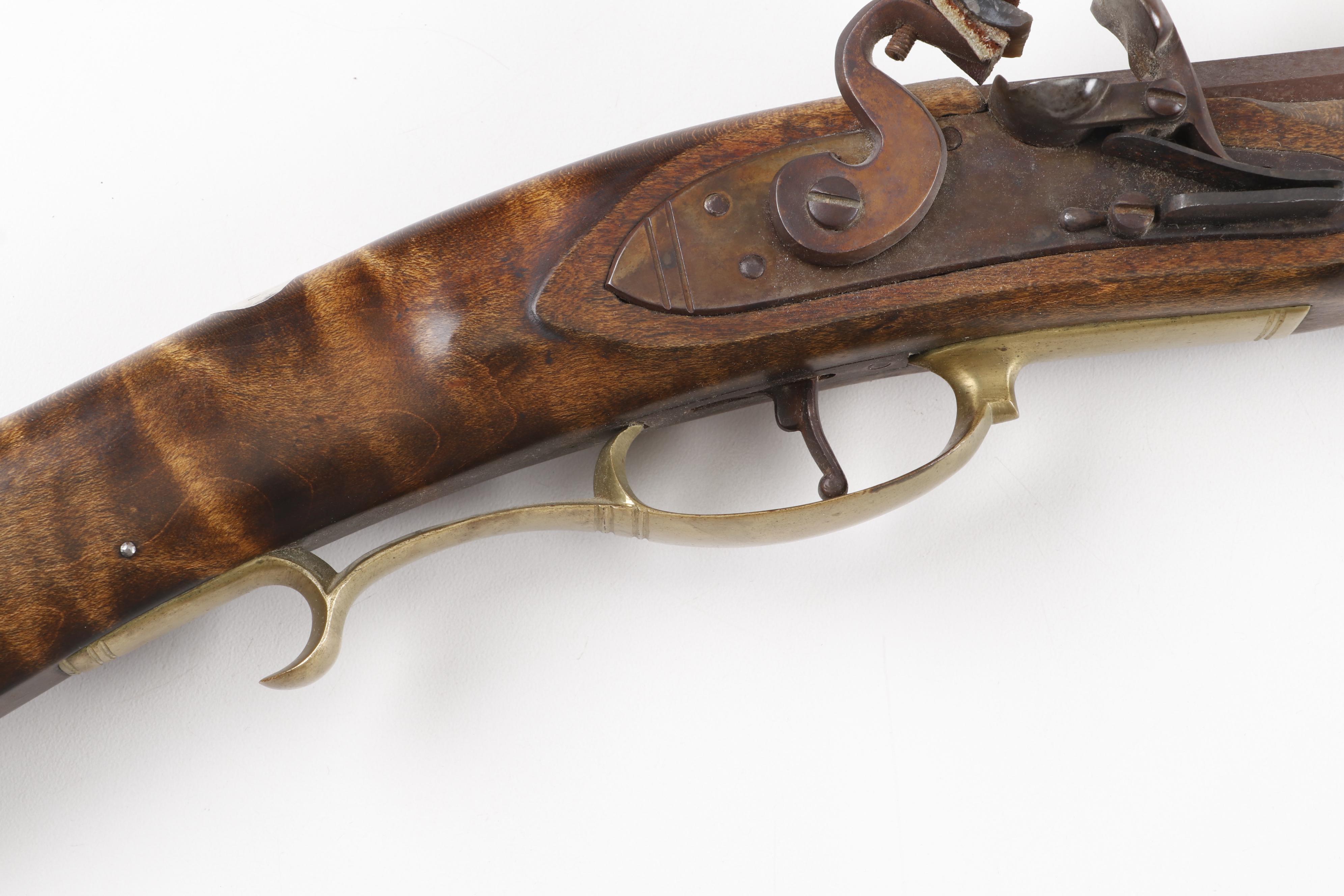 Flintlock Kentucky Long Rifle with Tiger Maple Stock, Late 18th/Early
