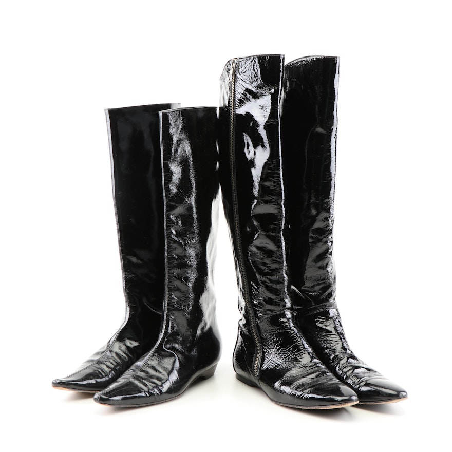 Alberto Fermani and Jean-Michel Cazabat Black Leather Tall Boots | EBTH