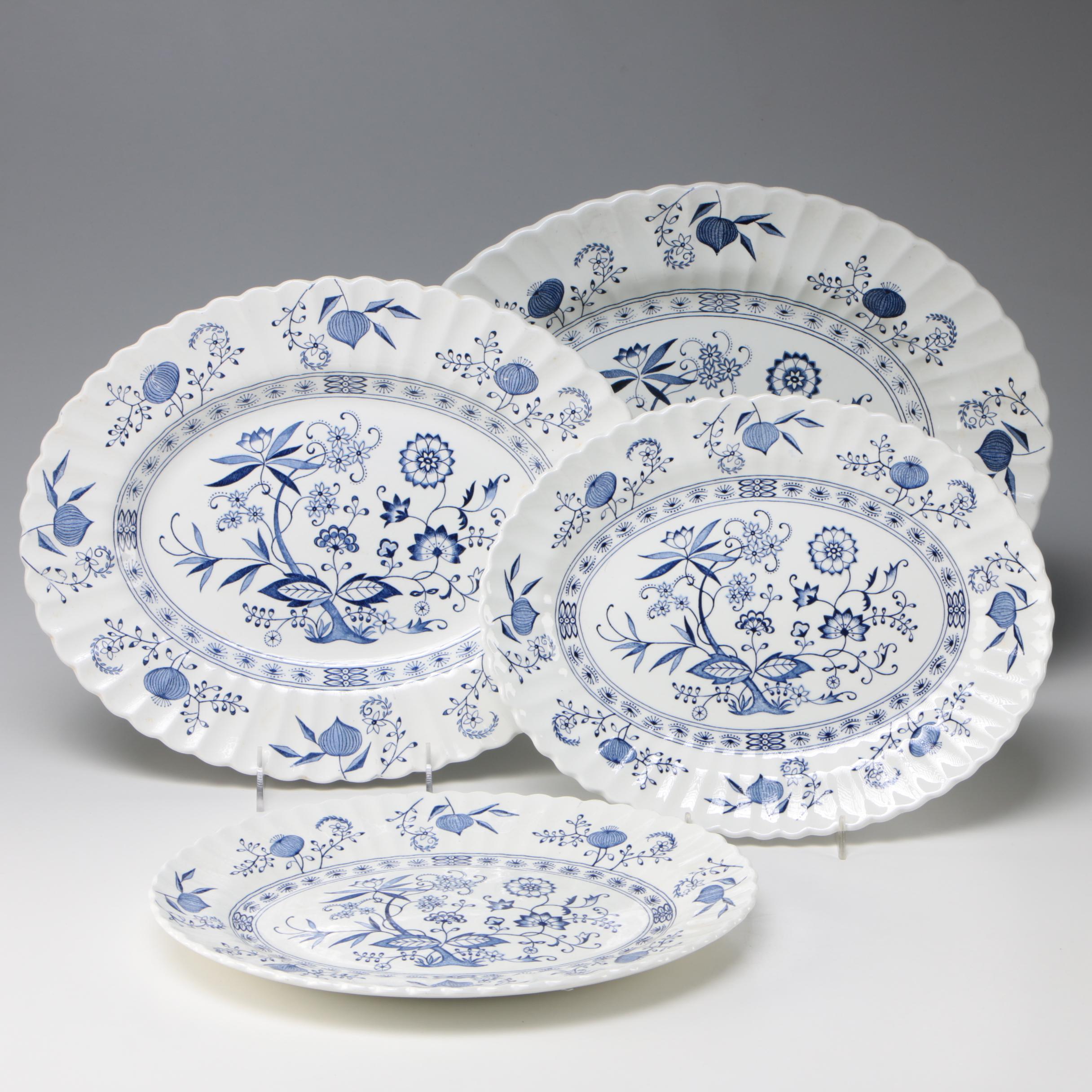 J & G Meakin "Blue Nordic" Ironstone Oval Platters, Late 20th Century ...