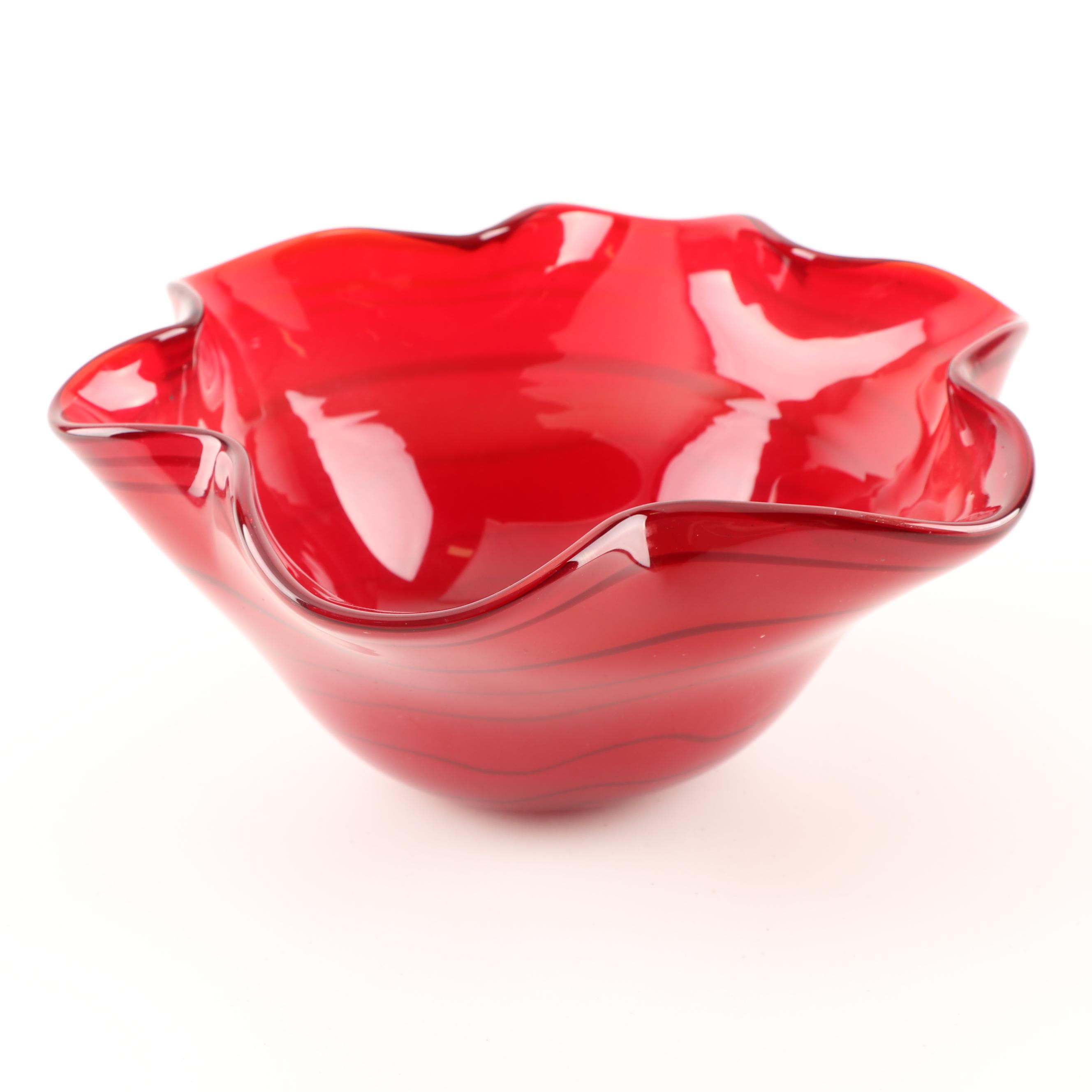 Art Glass Centerpiece Bowl, Contemporary EBTH