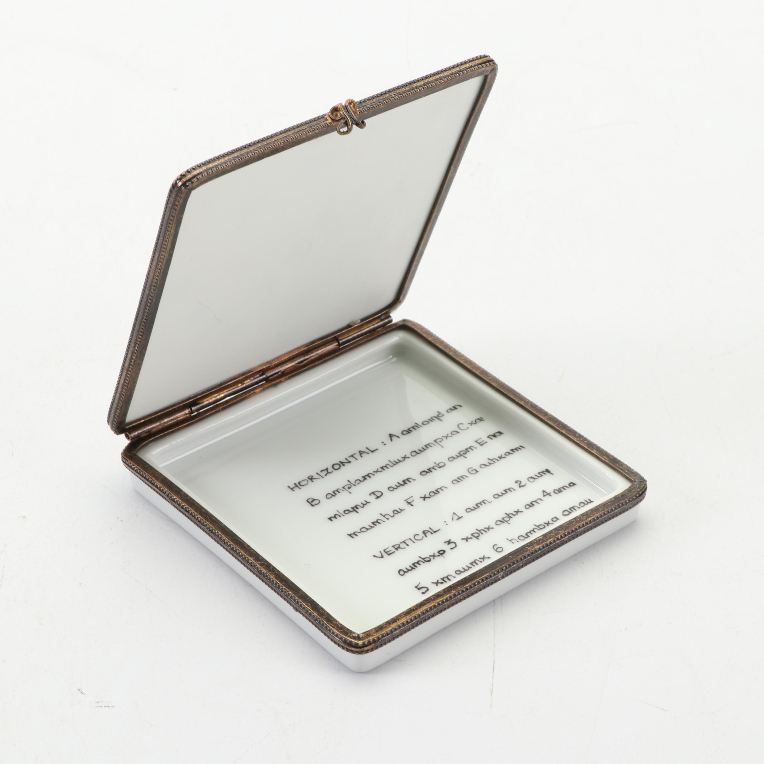 La Gloriette Limoges HandPainted Porcelain Crossword Puzzle Trinket