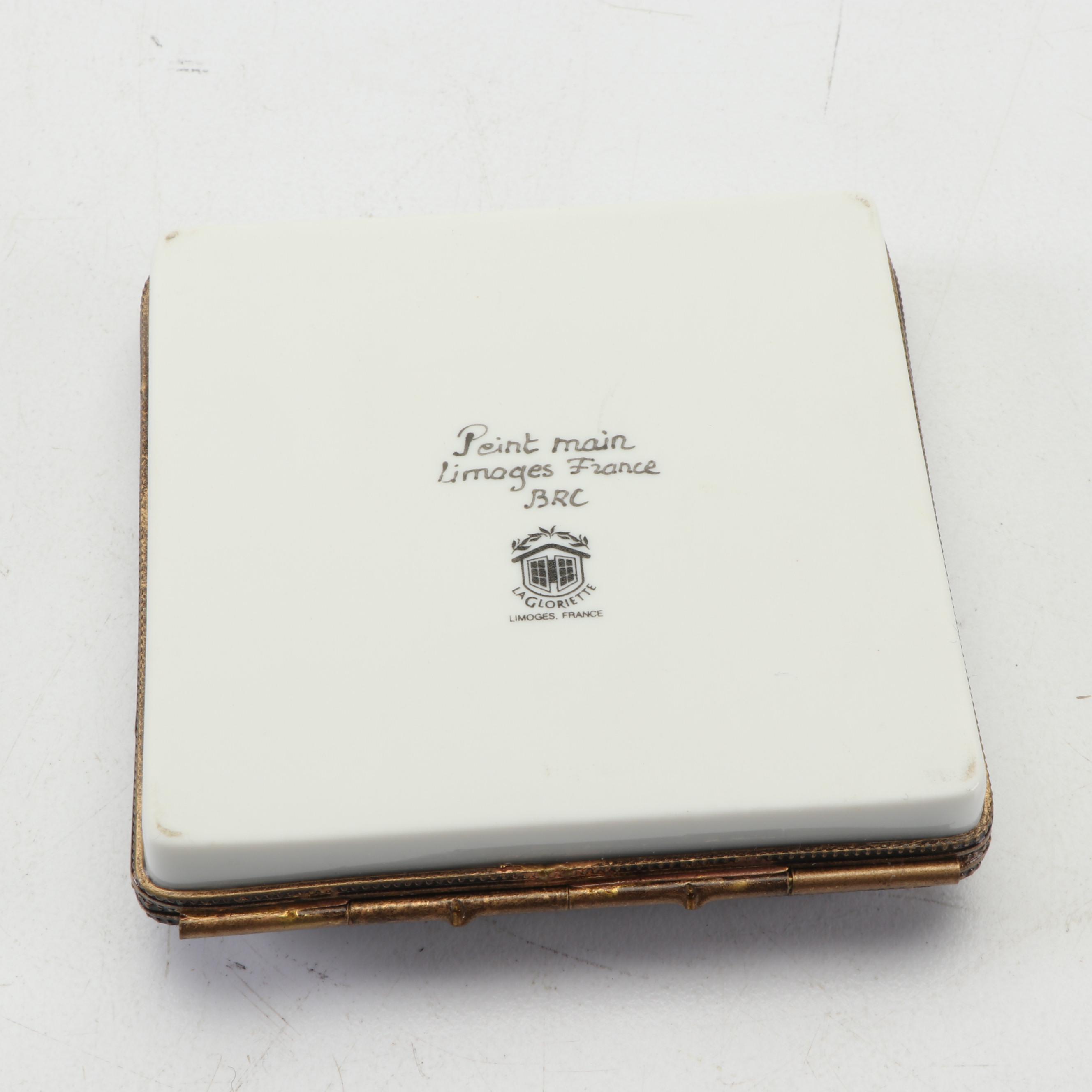 La Gloriette Limoges HandPainted Porcelain Crossword Puzzle Trinket