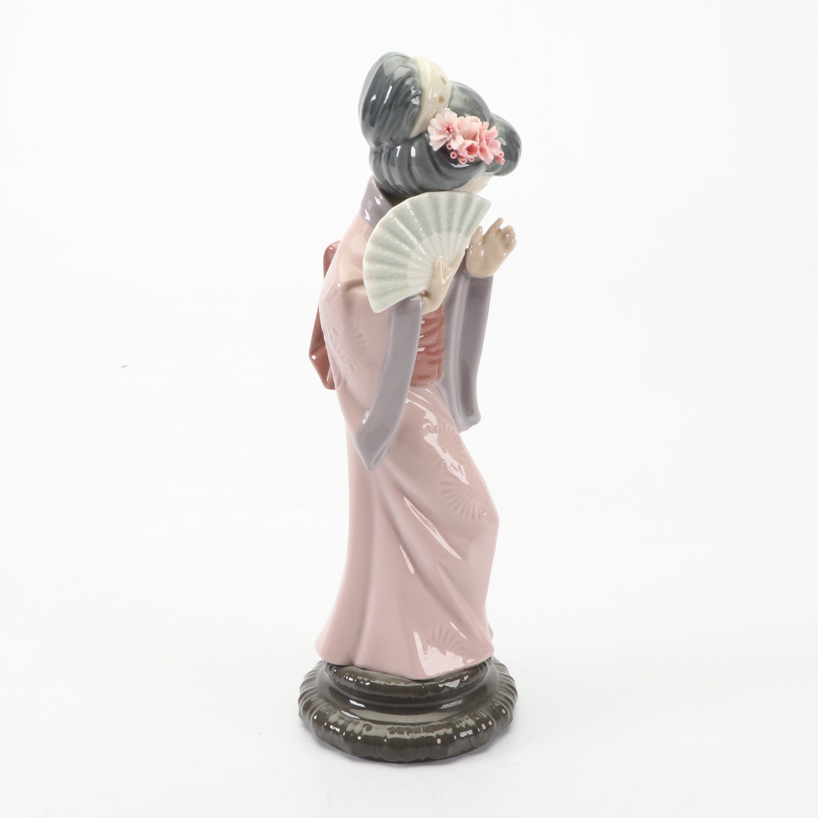 Lladró Porcelain Lady with Fan Figurine, 1970s EBTH