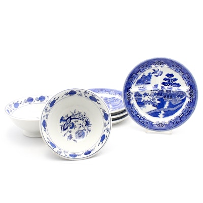 Blue Willow and Blue Onion Transferware, Vintage Blue Willow and Blue Onion Transferware, Vintage