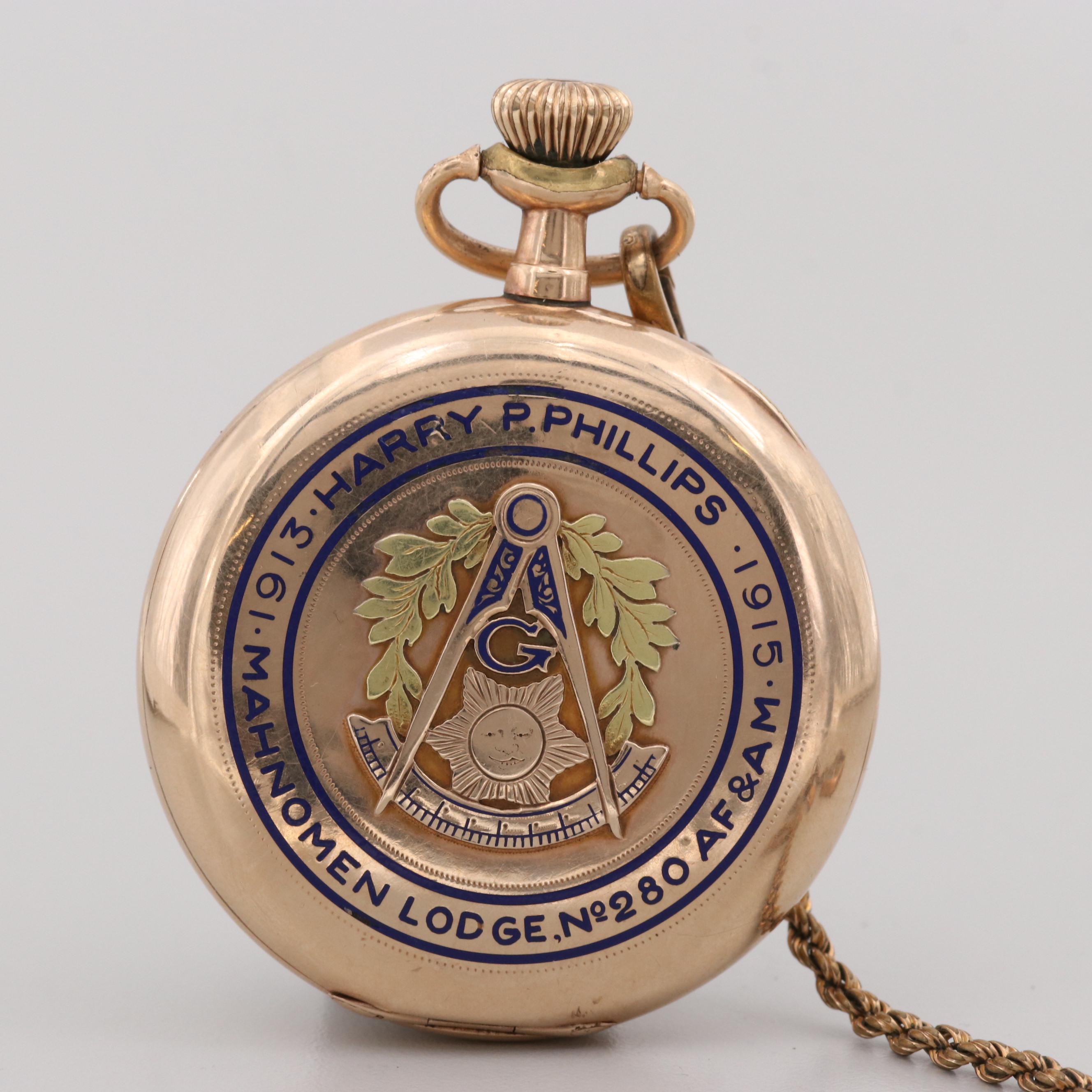 Elgin Gold Filled Masonic Presentation Pocket Watch, 1912 EBTH