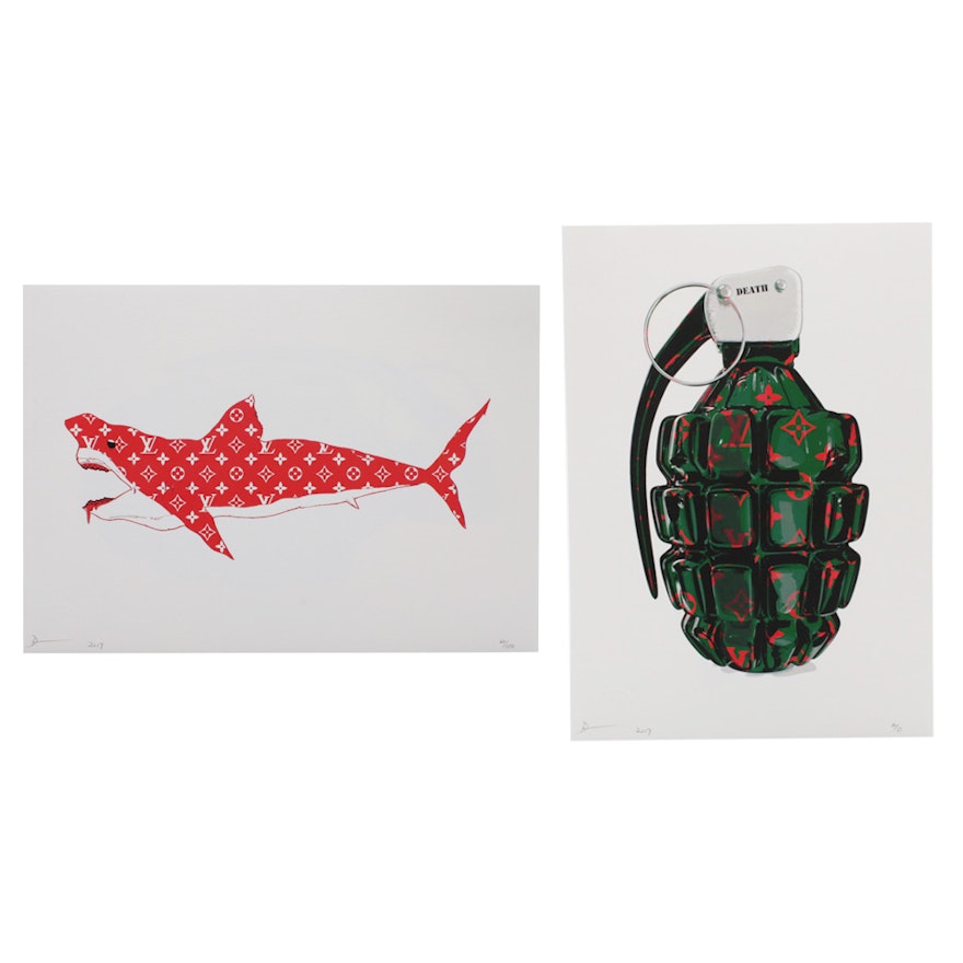 Death NYC Louis Vuitton Monogrammed Shark and Grenade Graphic Prints