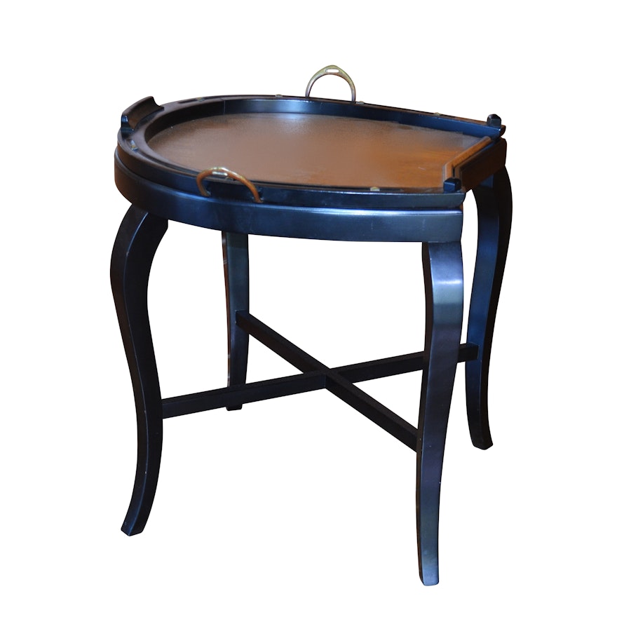 Horseshoe Shaped Accent Table With Removable Tray Contemporary Ebth
