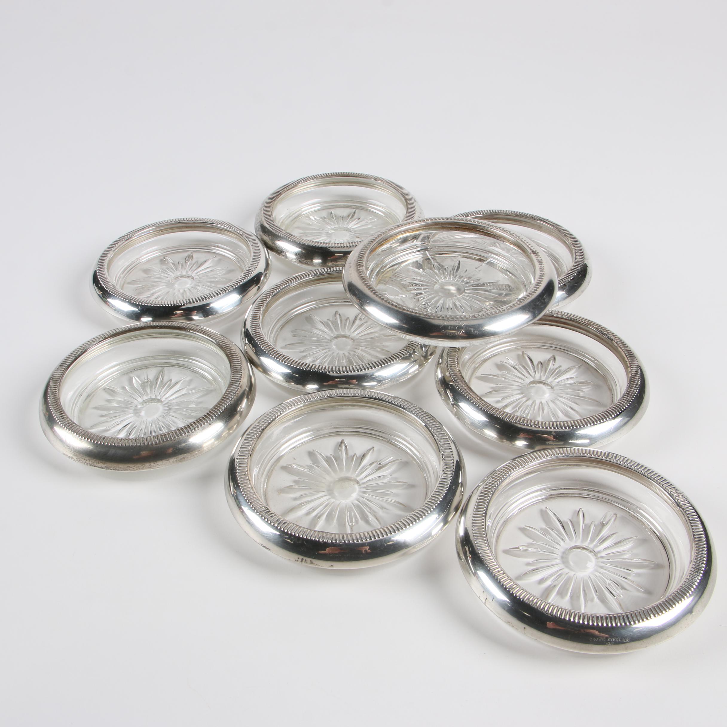 Crown Silver Co. Sterling Silver Glass Coasters, 19551960 EBTH