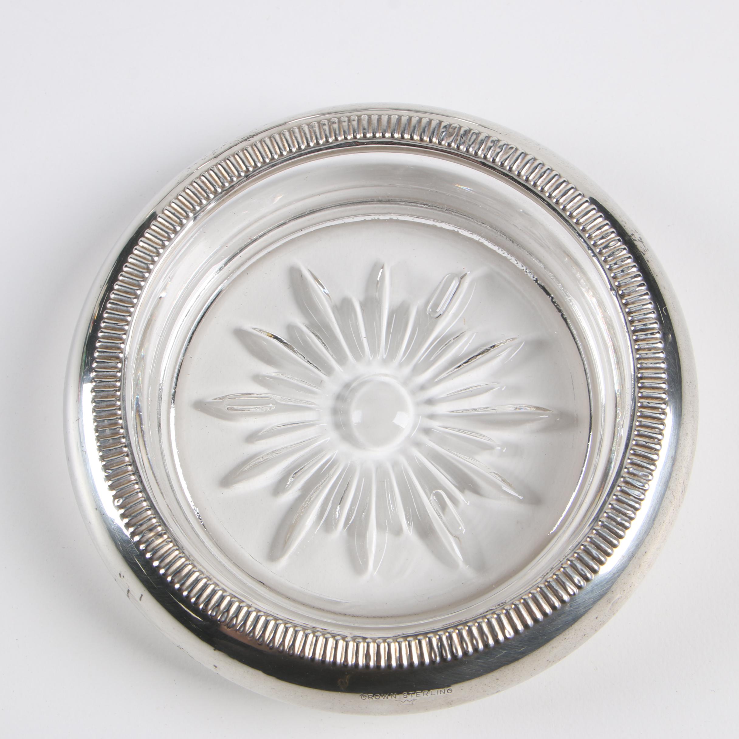 Crown Silver Co. Sterling Silver Glass Coasters, 19551960 EBTH
