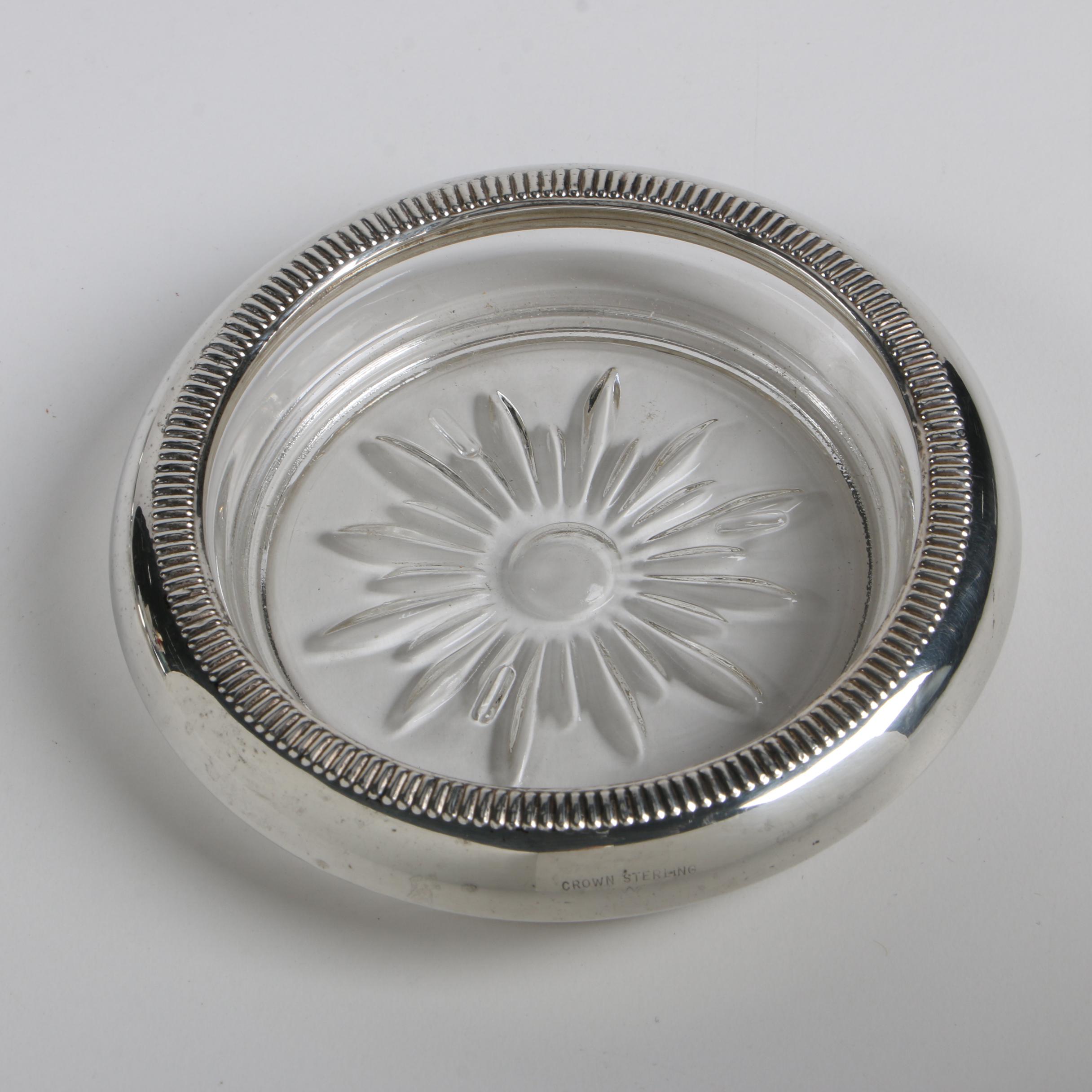 Crown Silver Co. Sterling Silver Glass Coasters, 19551960 EBTH