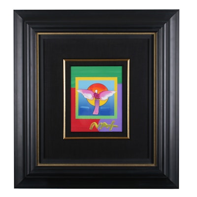 Peter Max Mixed Media Painting "Angel on Sun with Blends" Peter Max Mixed Media Painting "Angel on Sun with Blends"