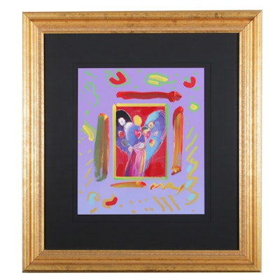 Peter Max Mixed Media Painting "Angel with Heart Collage" Peter Max Mixed Media Painting "Angel with Heart Collage"