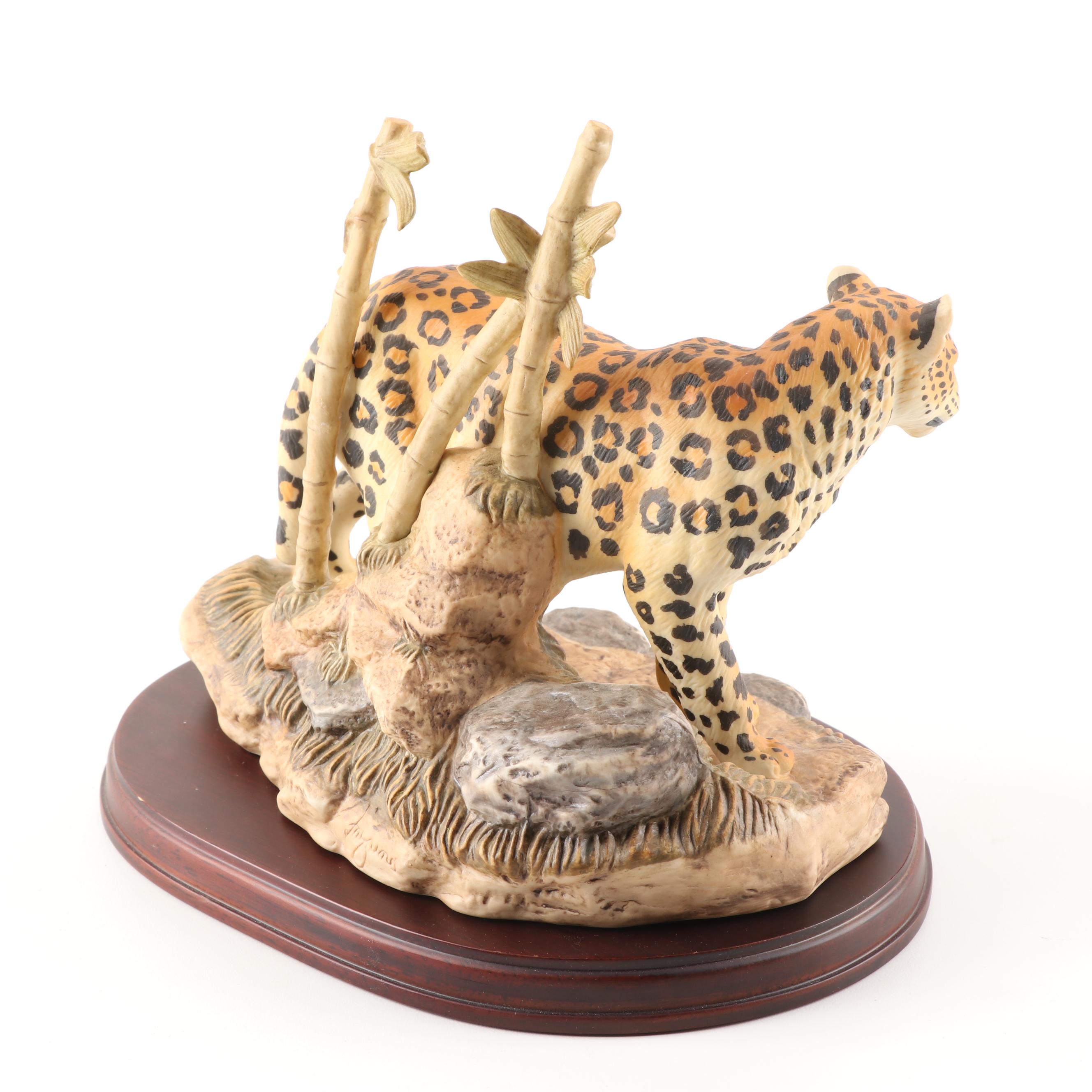 Home Interiors Endangered Species "Leopard" Porcelain Figurine on Stand