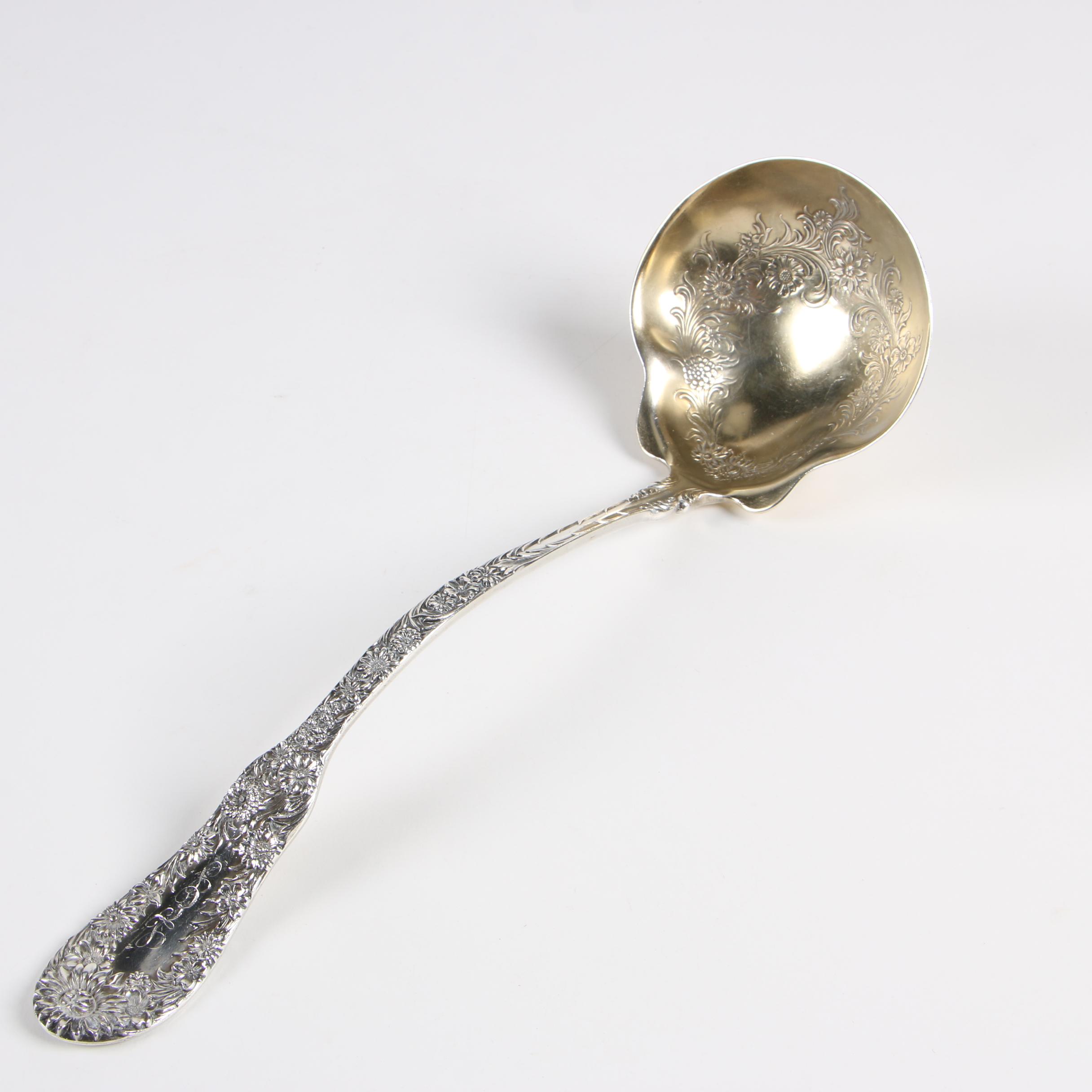 10" sterling silver soup ladle, early 20th century