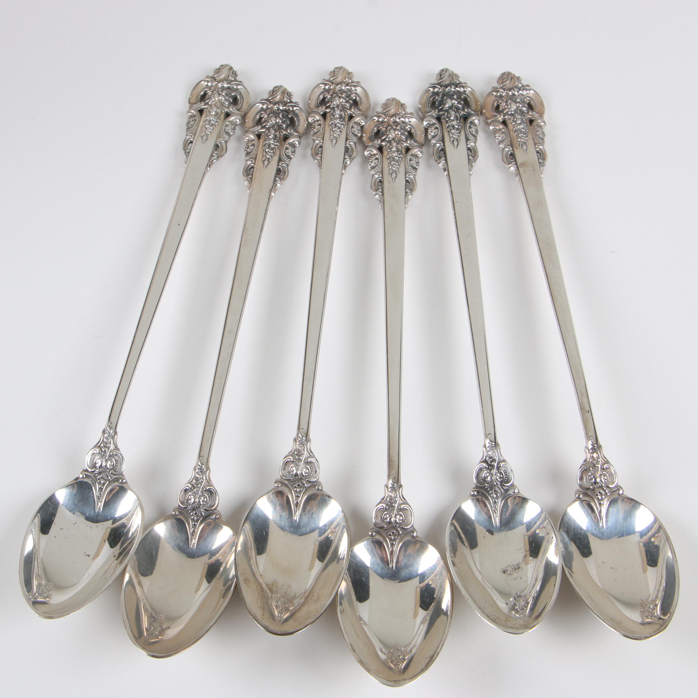 Wallace "Grande Baroque" Sterling Silver Iced Tea Spoons, MidCentury