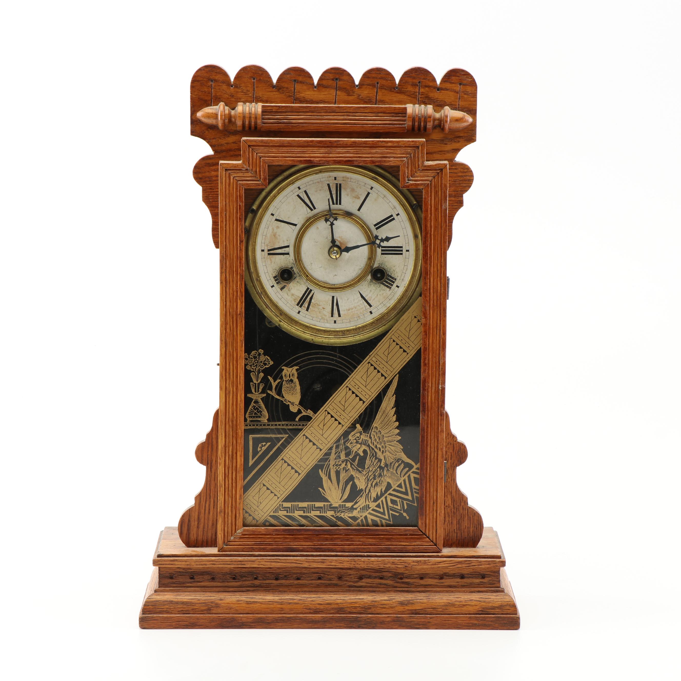 William L Gilbert Thalba Wood Kitchen Clock Early 20th Century