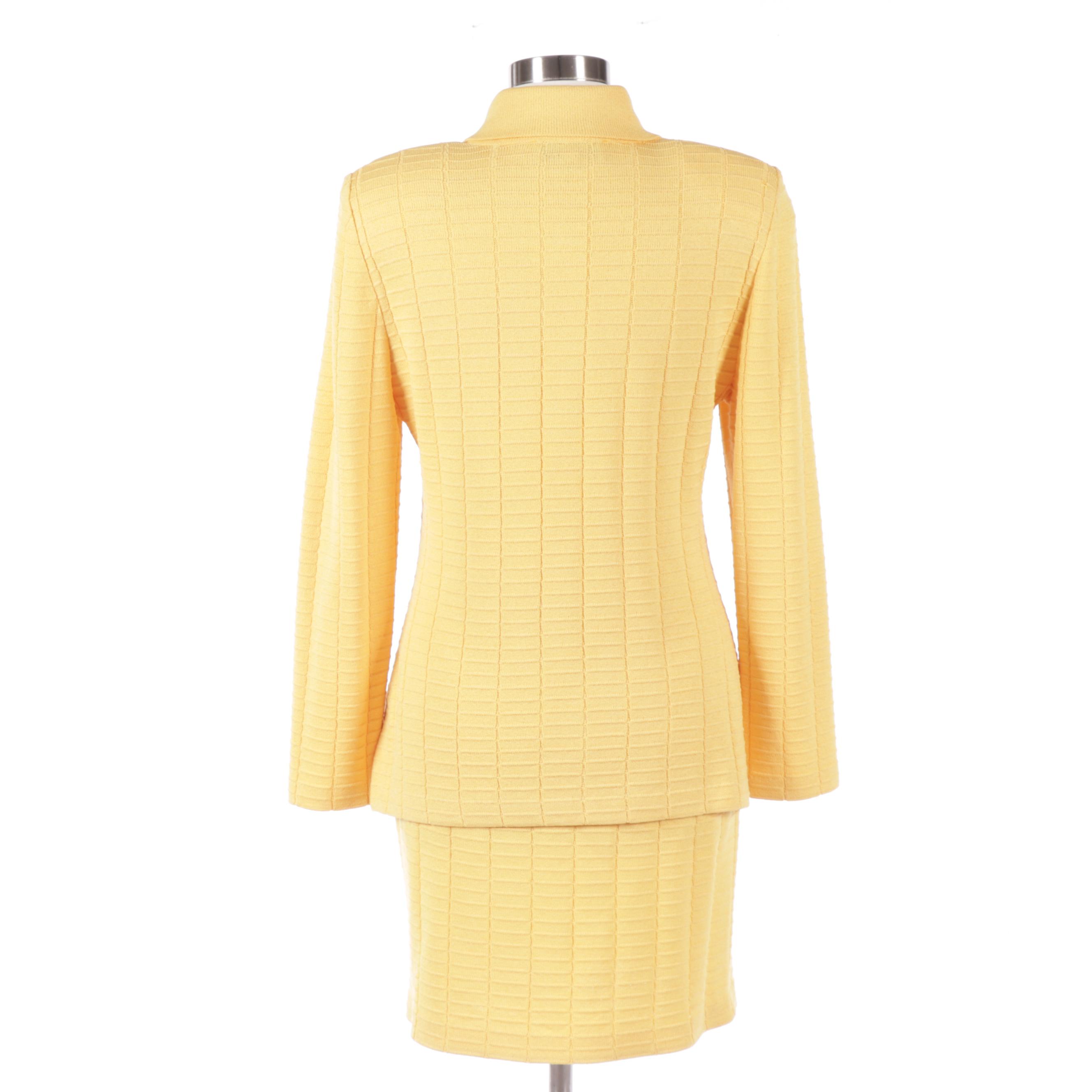 St. John Collection Knit Skirt Suit in Yellow EBTH