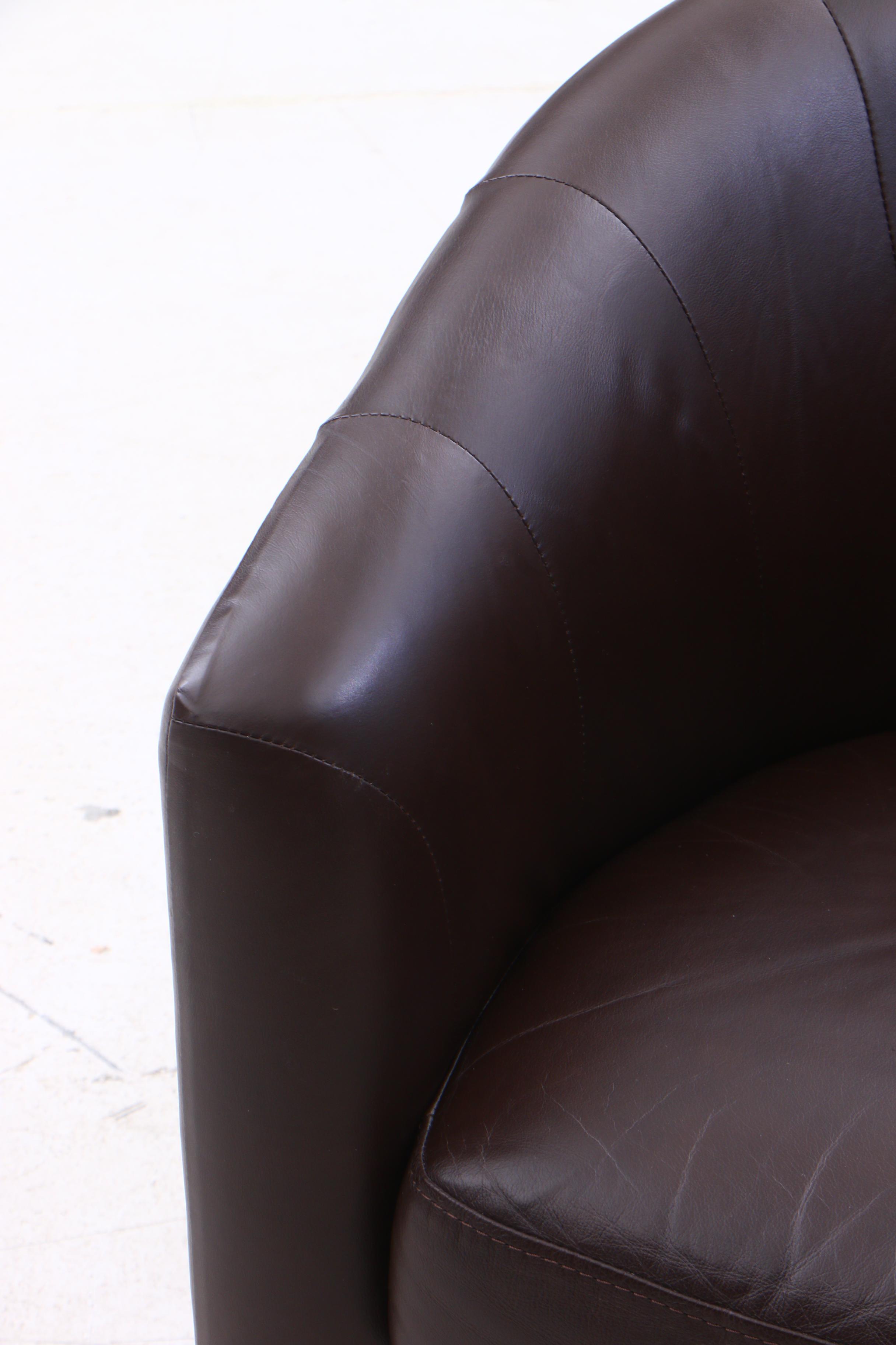 Natuzzi "Mazaro" Leather Swivelling Barrel Chair, Contemporary EBTH