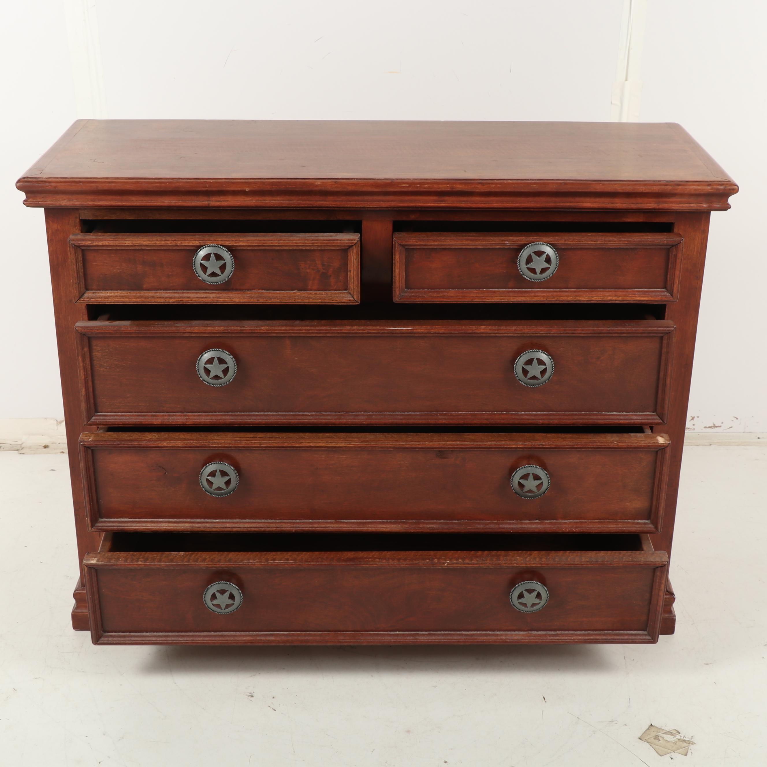 Contemporary Hardwood Dresser with Texas Star Drawer Pulls EBTH