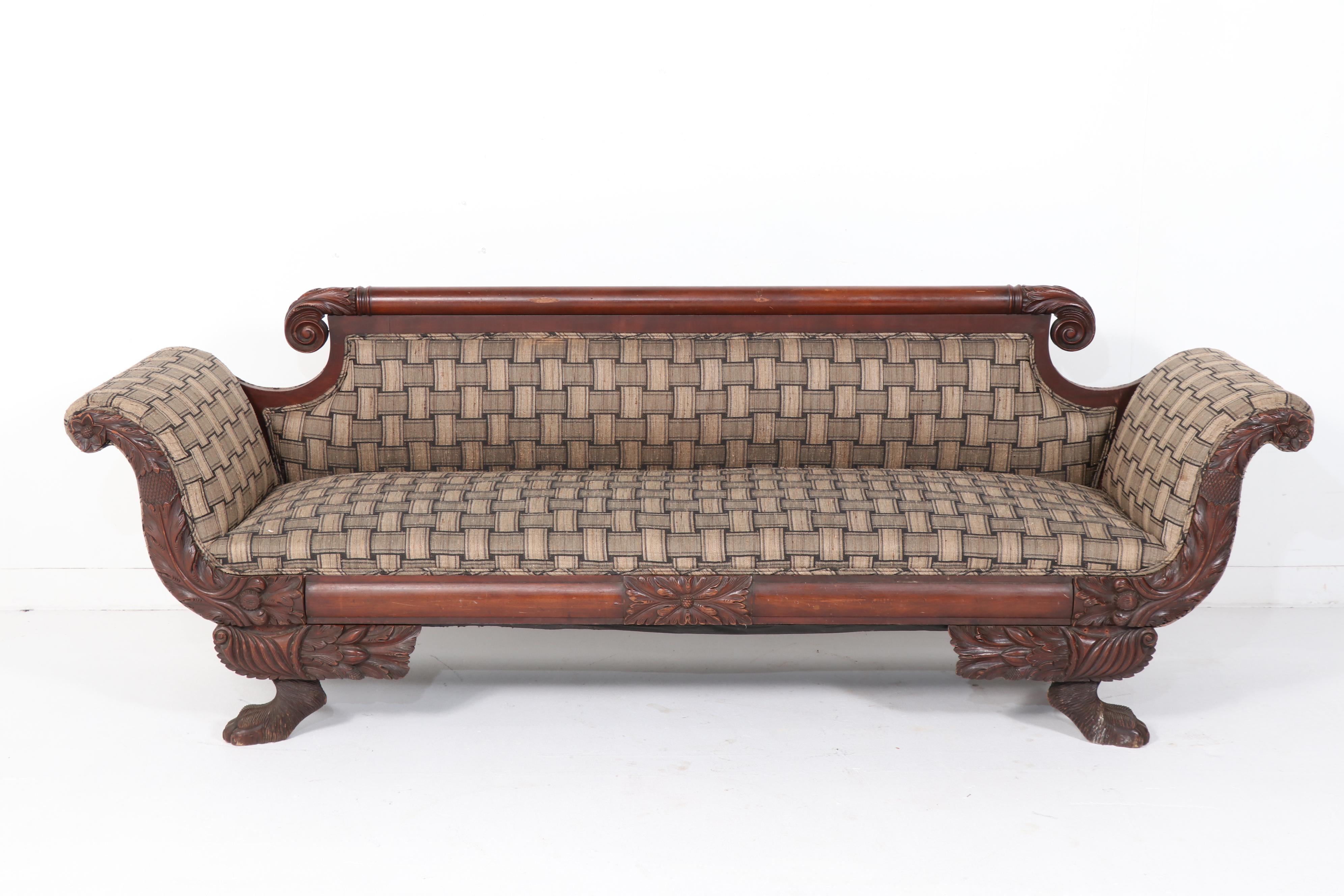 American Empire ClawFoot Mahogany Sofa EBTH