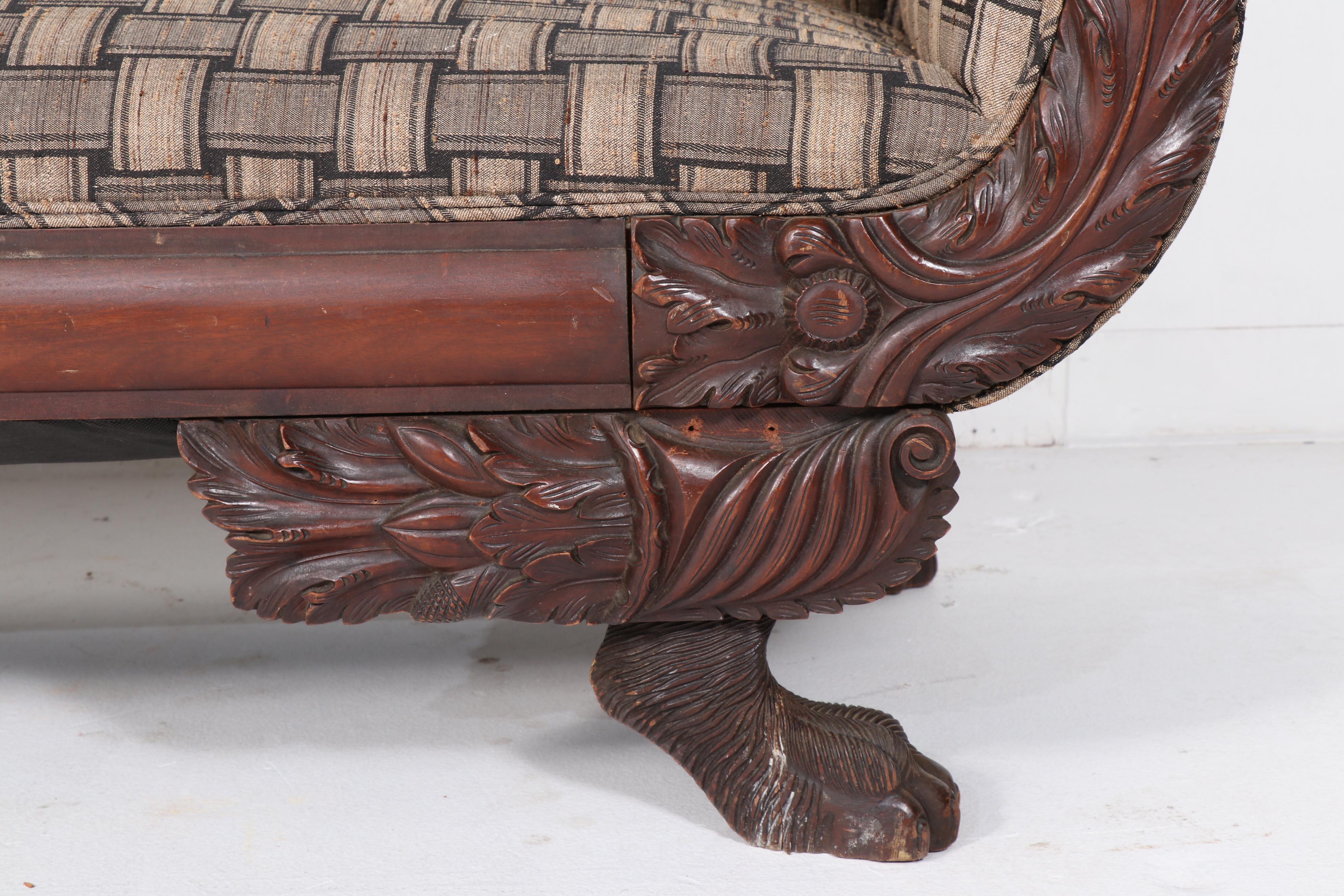 American Empire ClawFoot Mahogany Sofa EBTH