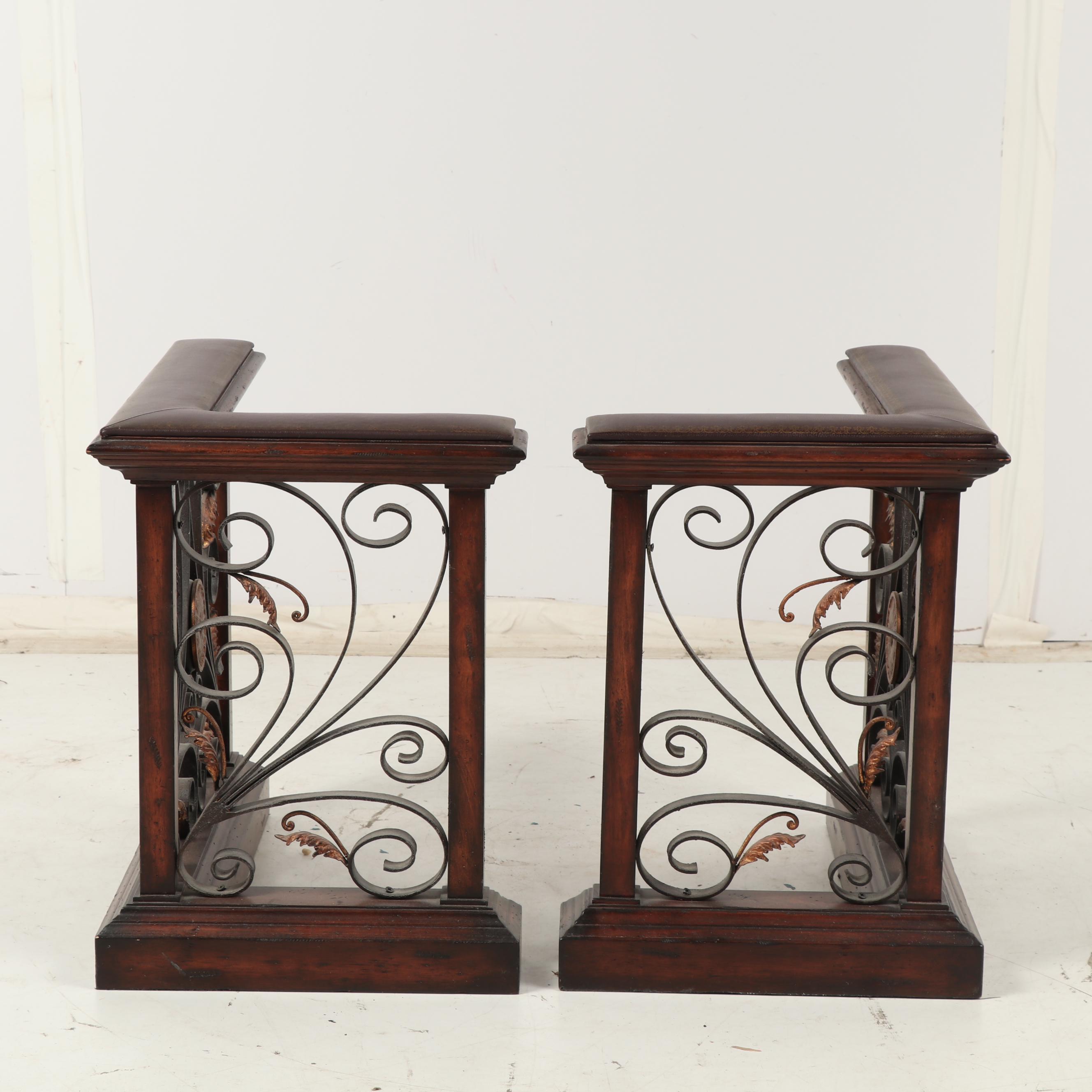 Metal and Leather Fireplace Screens, Vintage EBTH