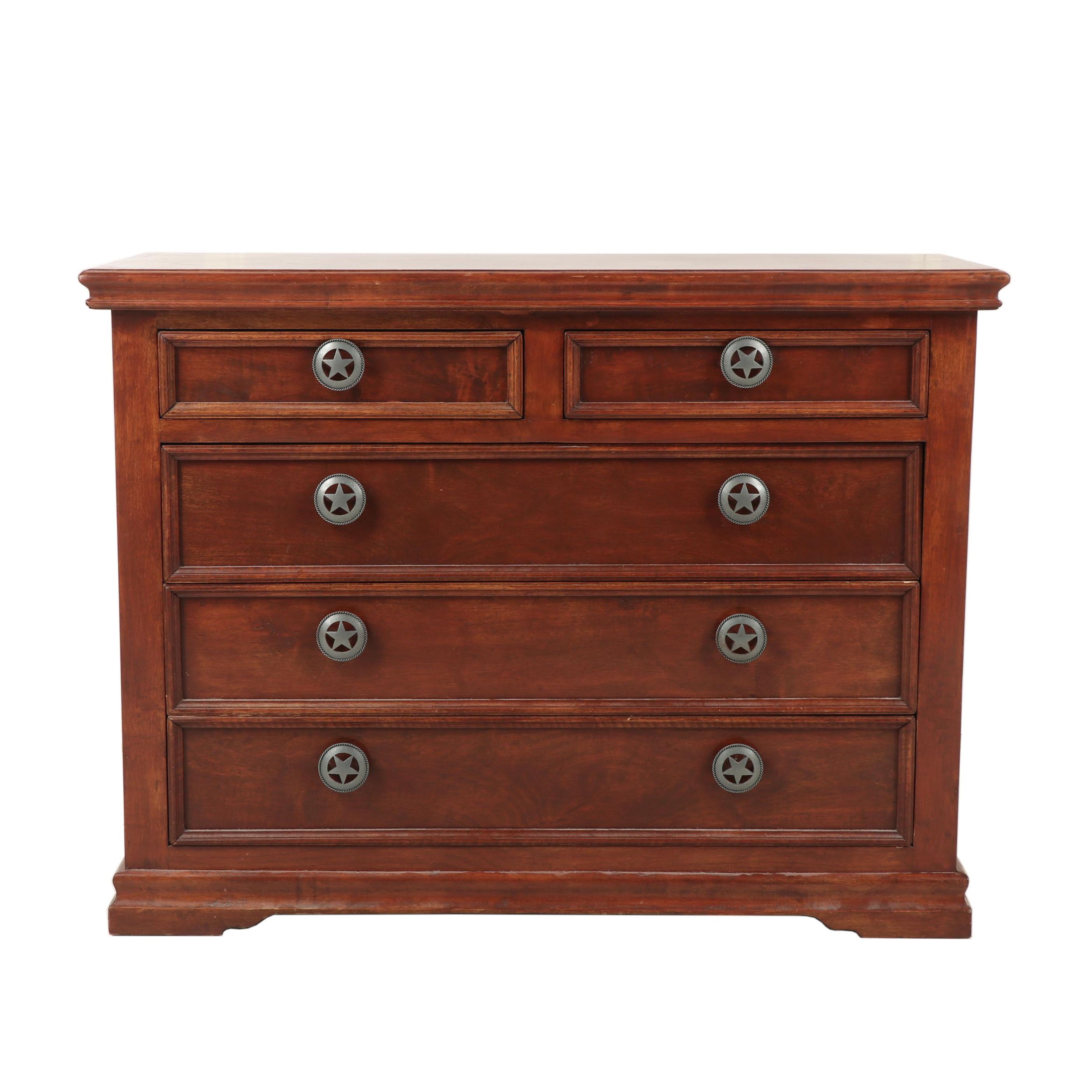 Contemporary Hardwood Dresser with Texas Star Drawer Pulls EBTH