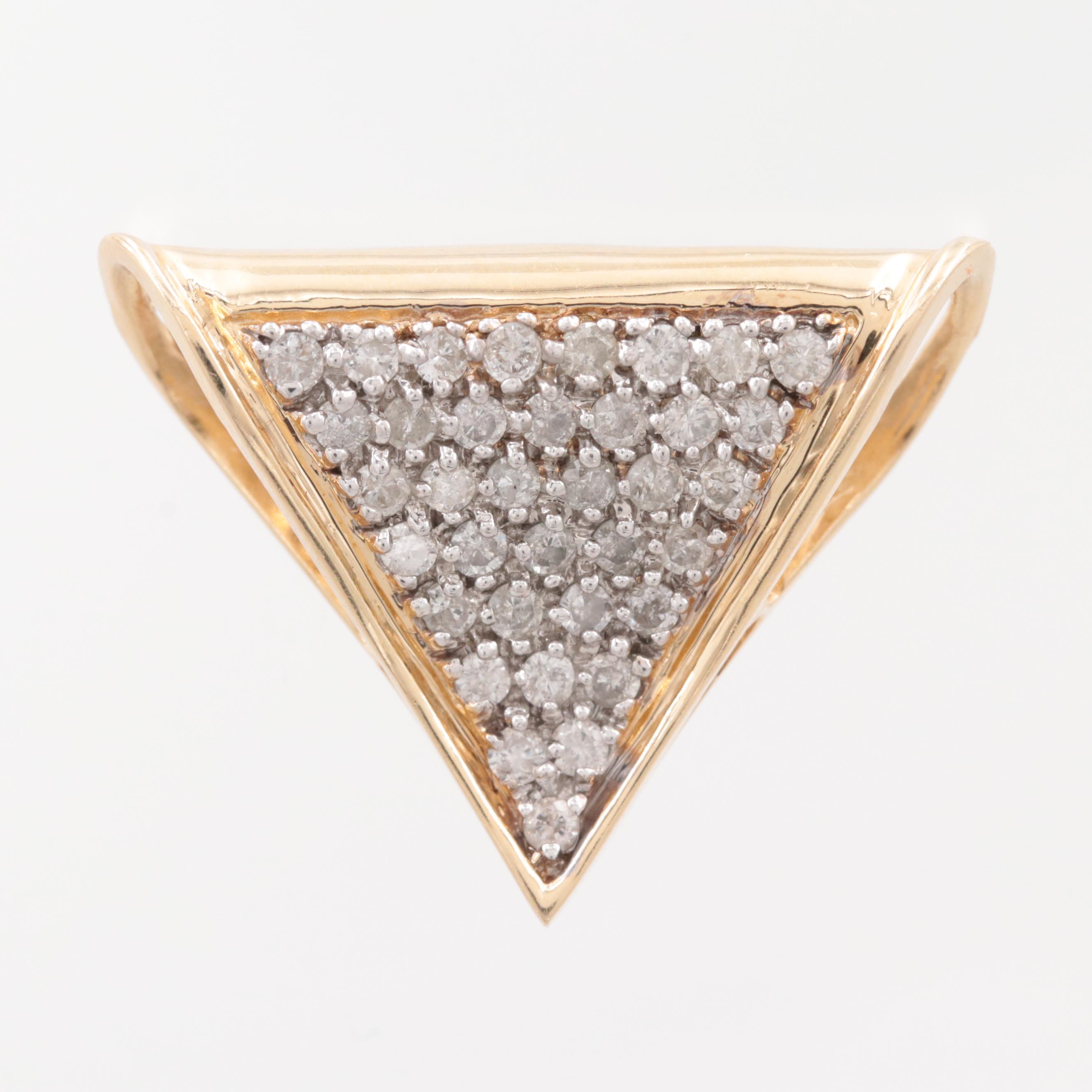 14K Yellow Gold Diamond Slide Pendant EBTH