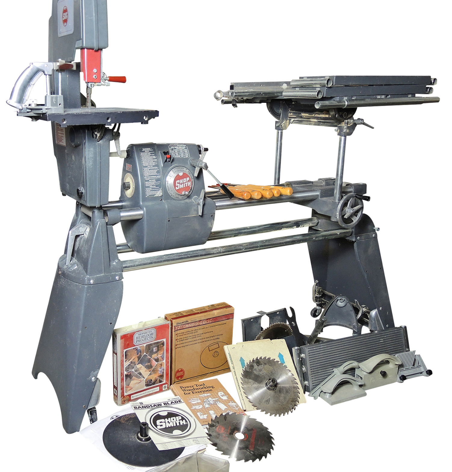 ShopSmith Band Saw, Lathe, Table Saw, Horizontal Boring Drill and