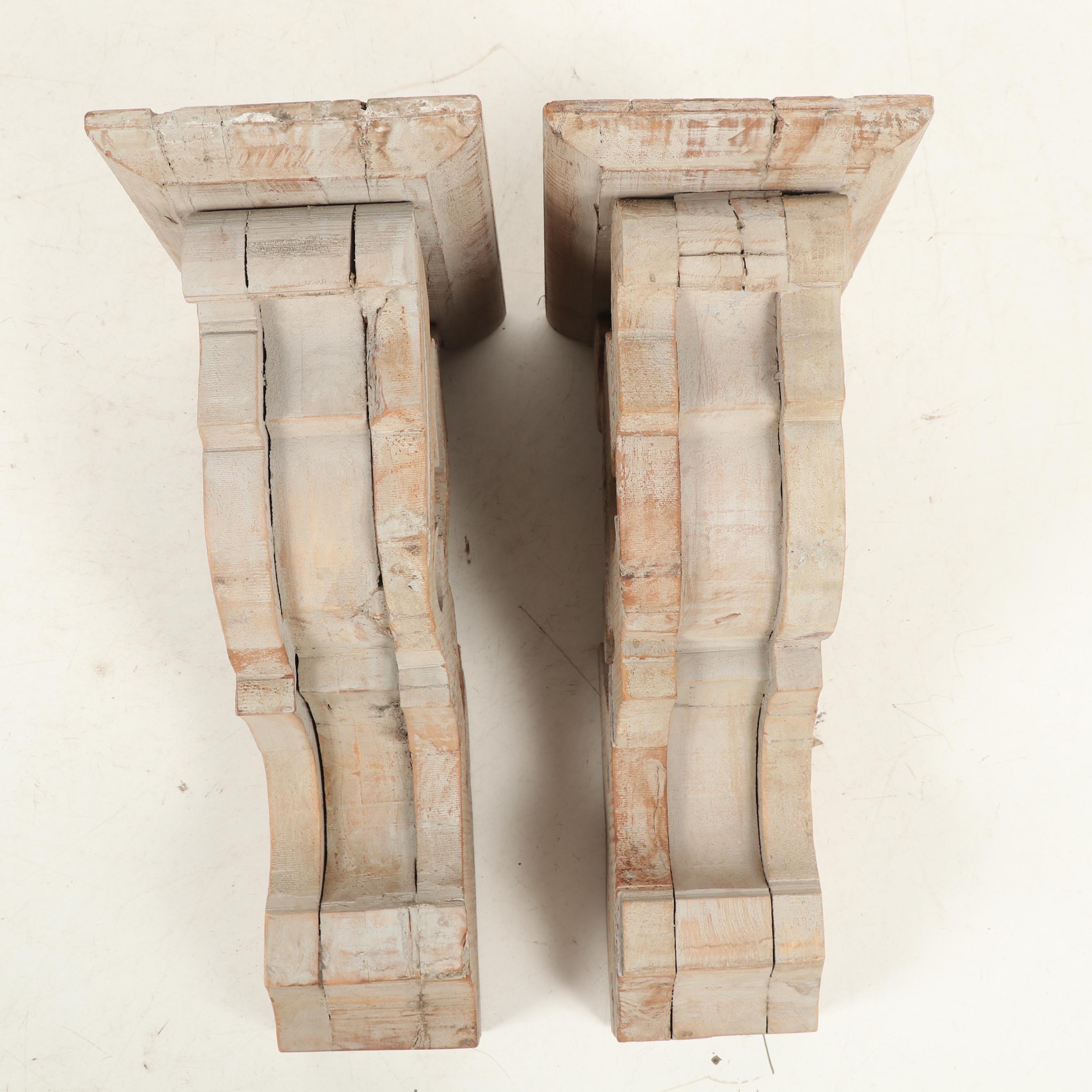 Restoration Hardware Large Wooden Gothic Style Corbels EBTH