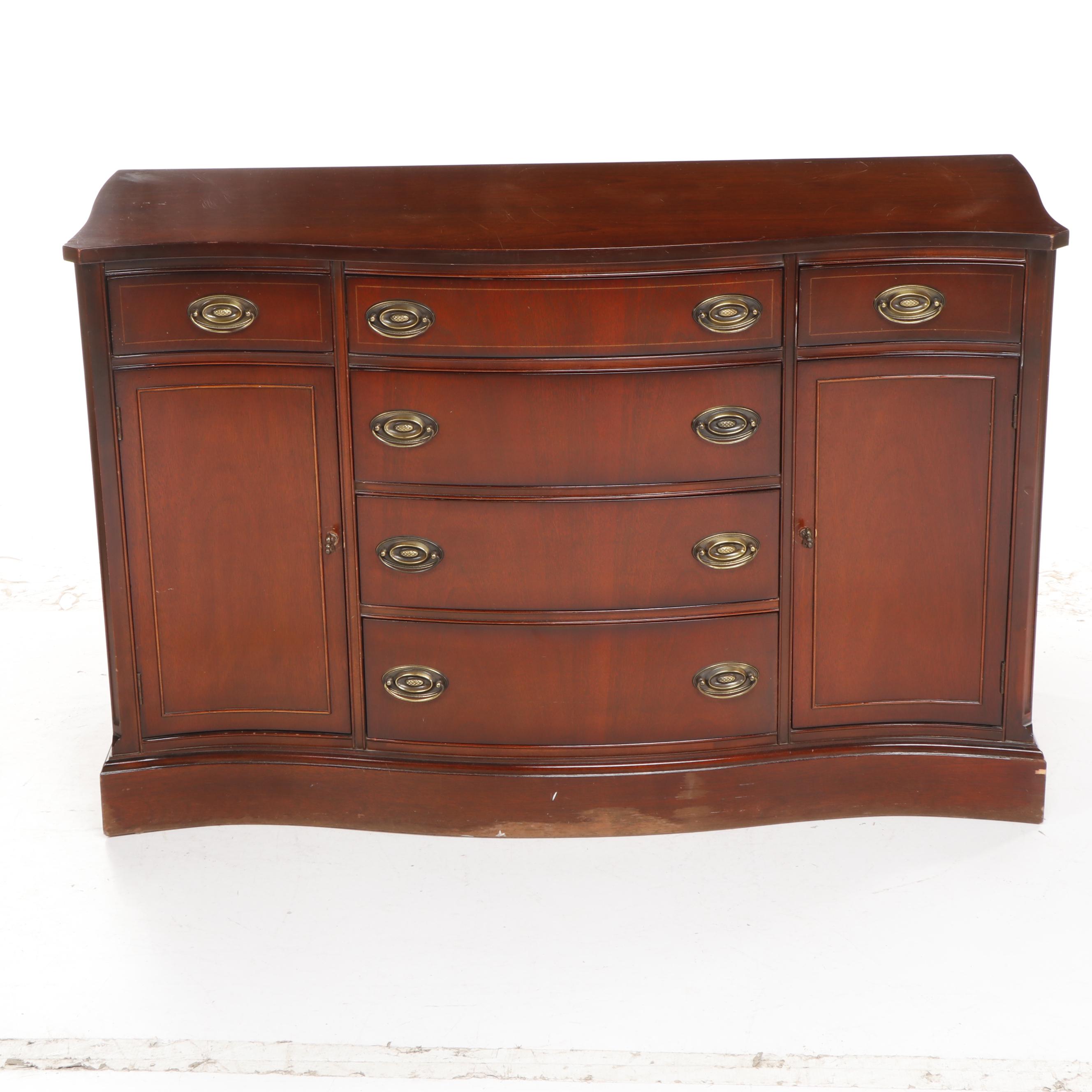 Bassett Furniture Old Shirley Federal Style Mahogany Bow Front Buffet