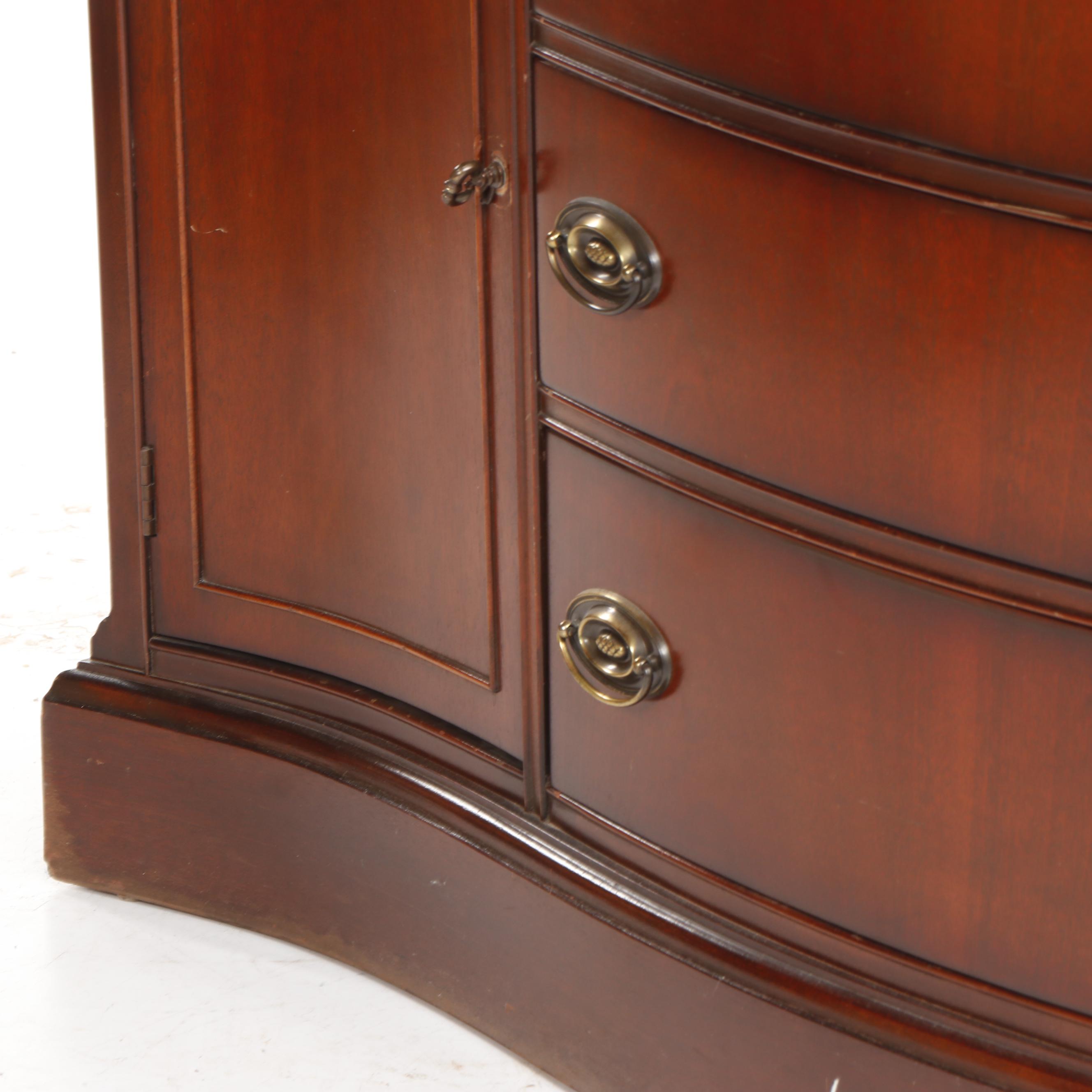 Bassett Furniture Old Shirley Federal Style Mahogany Bow Front Buffet