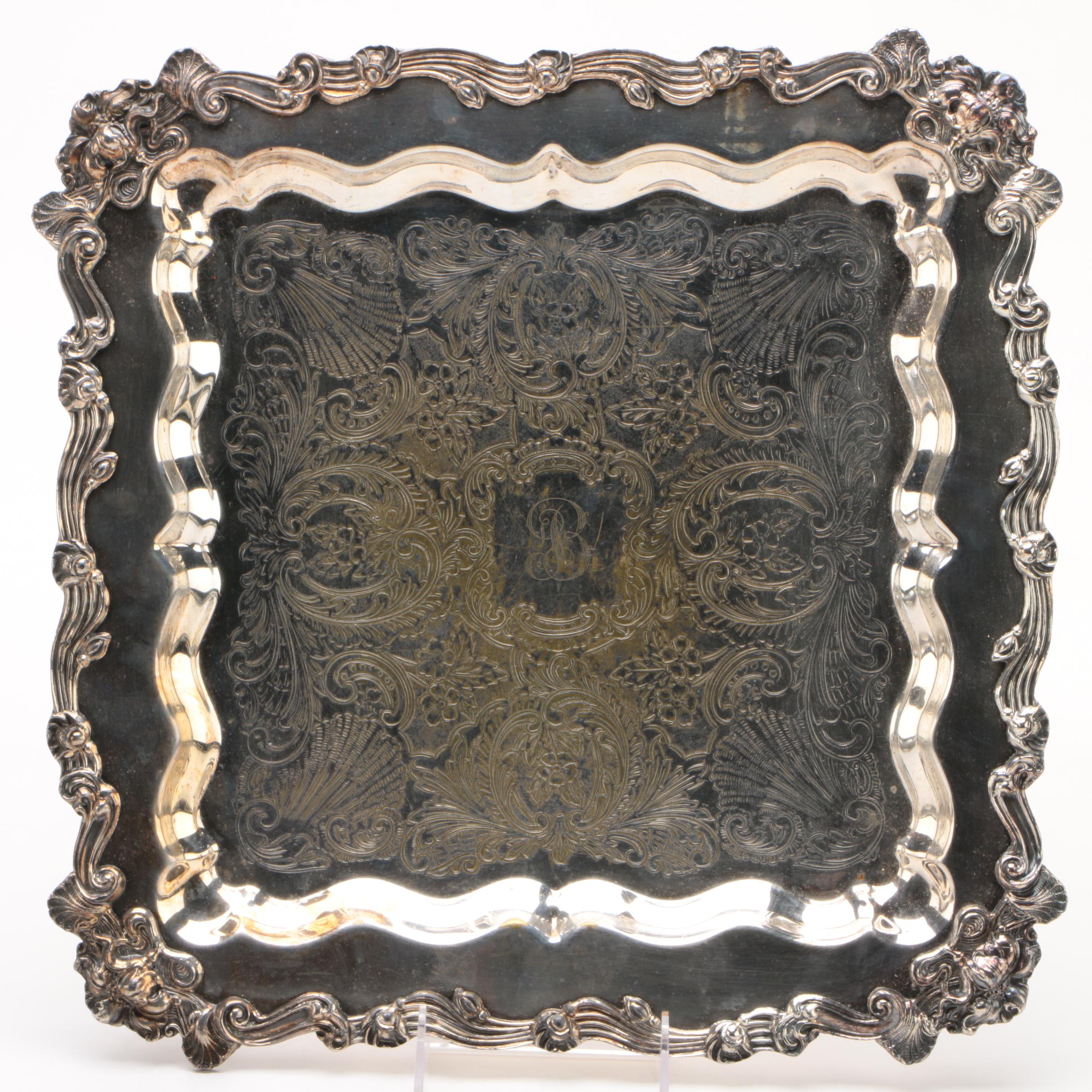 Wilton Armetale "Fruit" Serving Bowl with Sheridan Silver Plate Tray EBTH