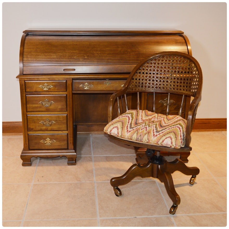 Jasper Cabinet Roll Top Desk And Drexel Heritage Swivel Desk Chair