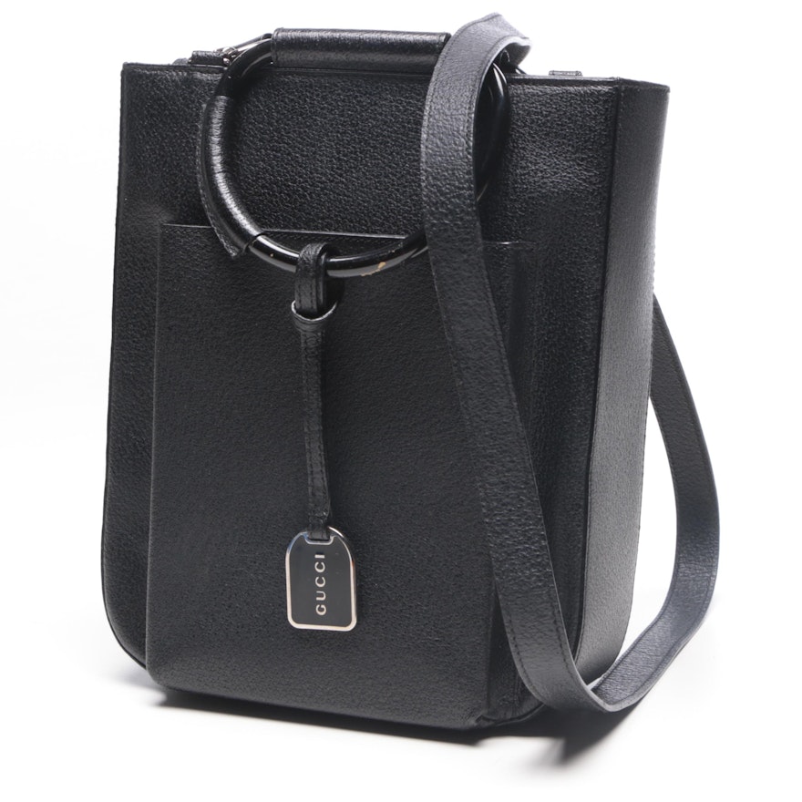 Gucci Black Leather Bangle Bag with Removable Shoulder Strap, Vintage | EBTH