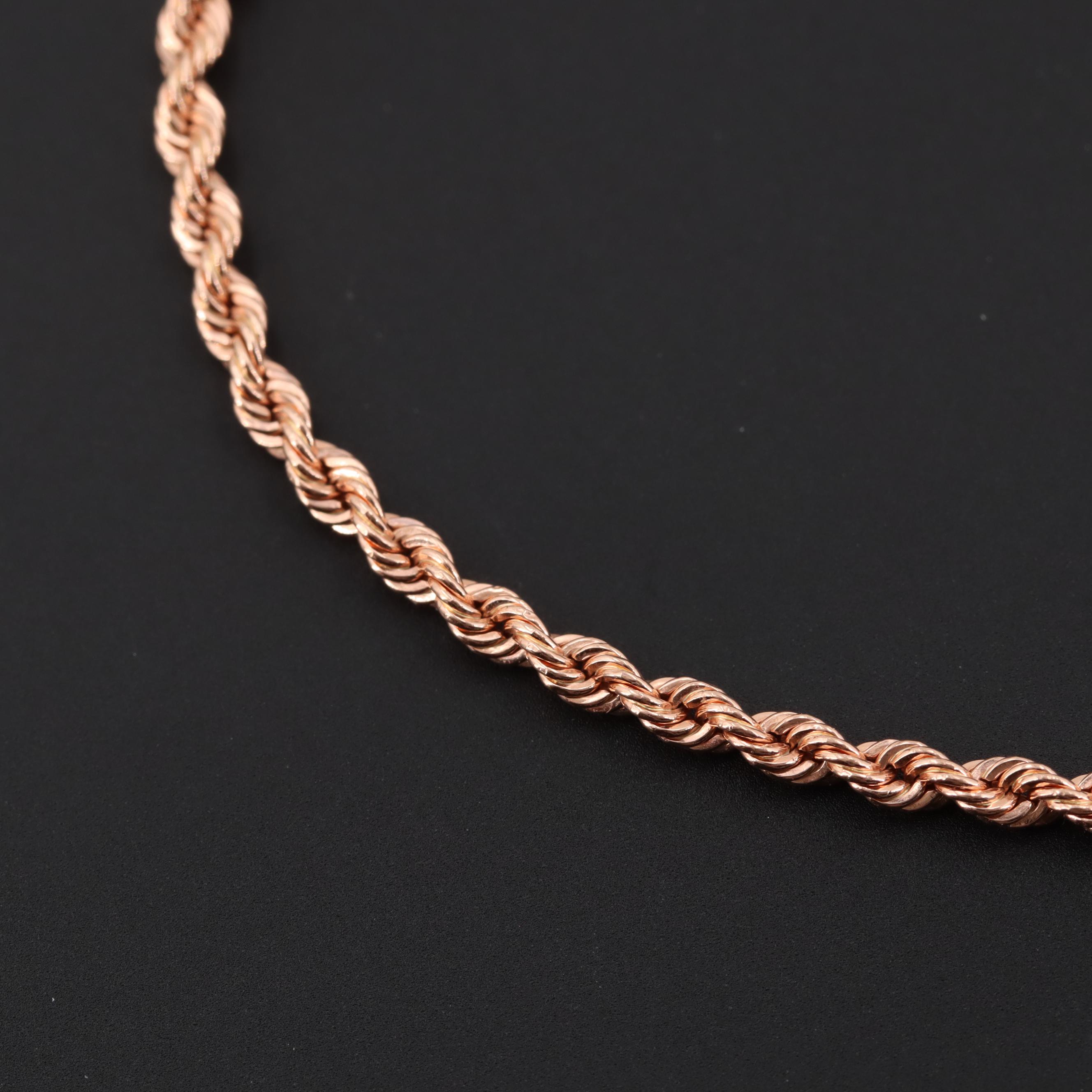 14K Rose Gold Rope Chain Bracelet EBTH