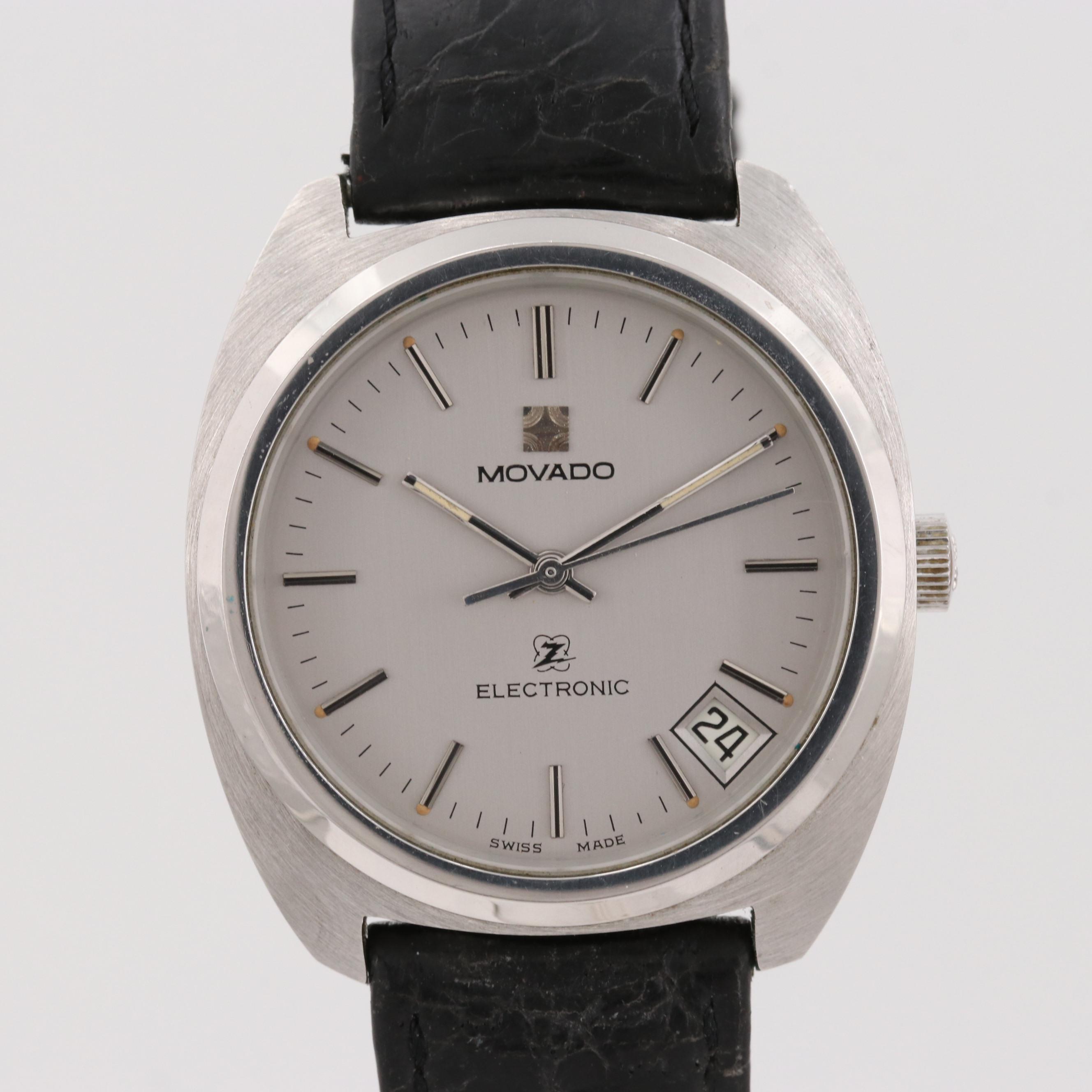 Vintage Movado Zenith Tuning Fork Electric Stainless Steel Wristwatch