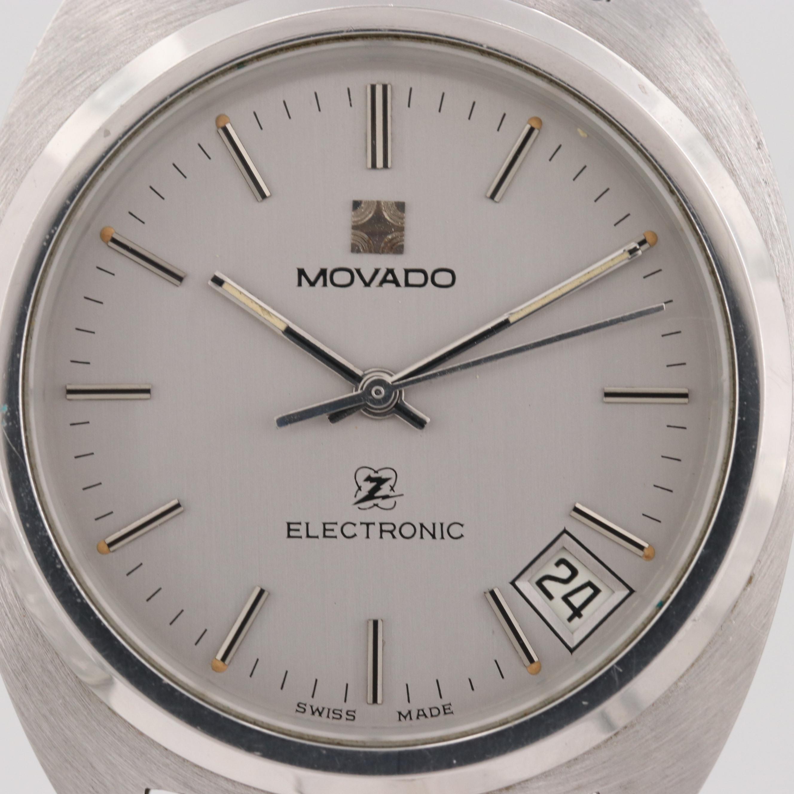Vintage Movado Zenith Tuning Fork Electric Stainless Steel Wristwatch