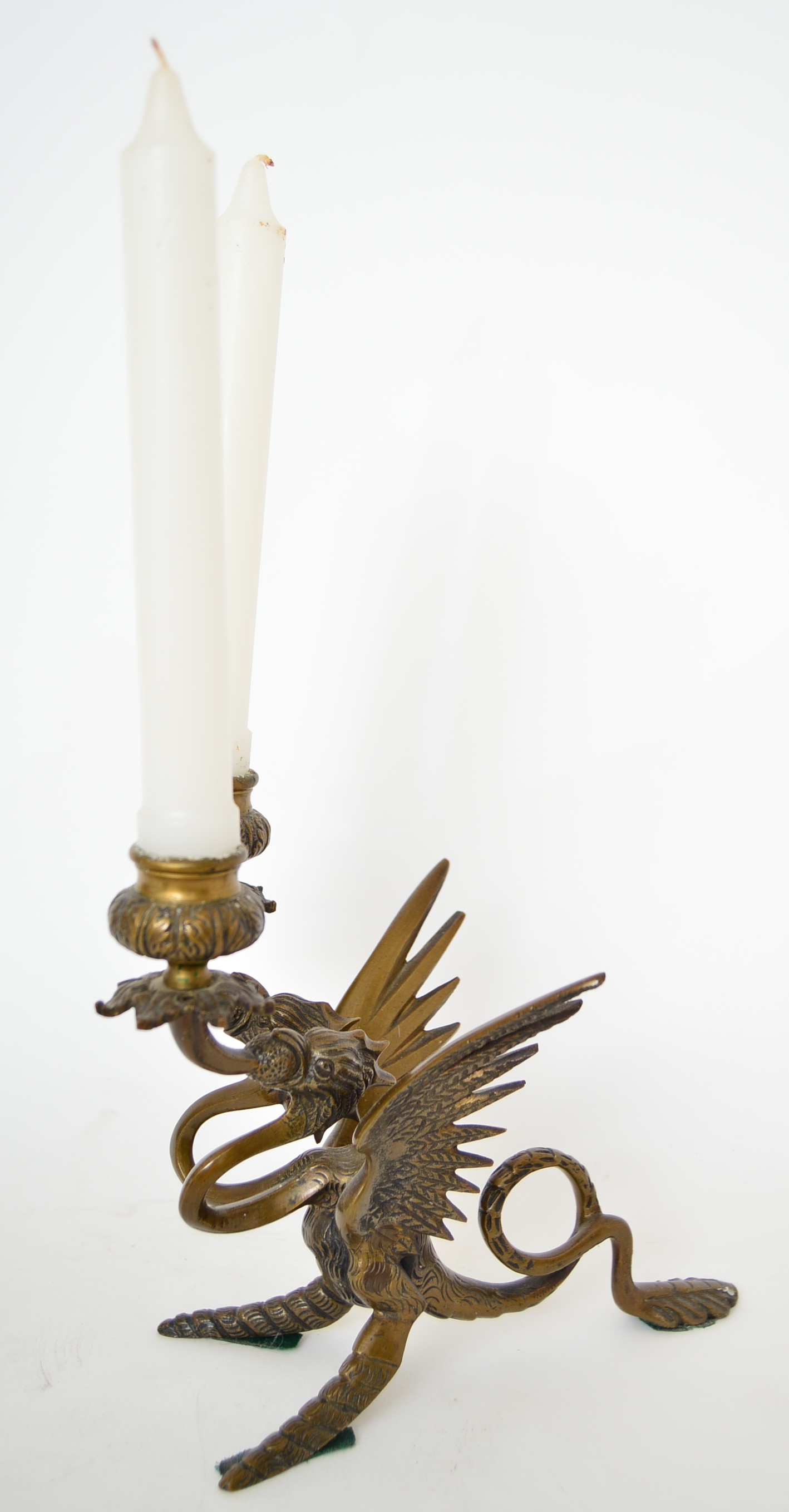 Cast Brass Dragon Candelabra, Late 20th Century EBTH