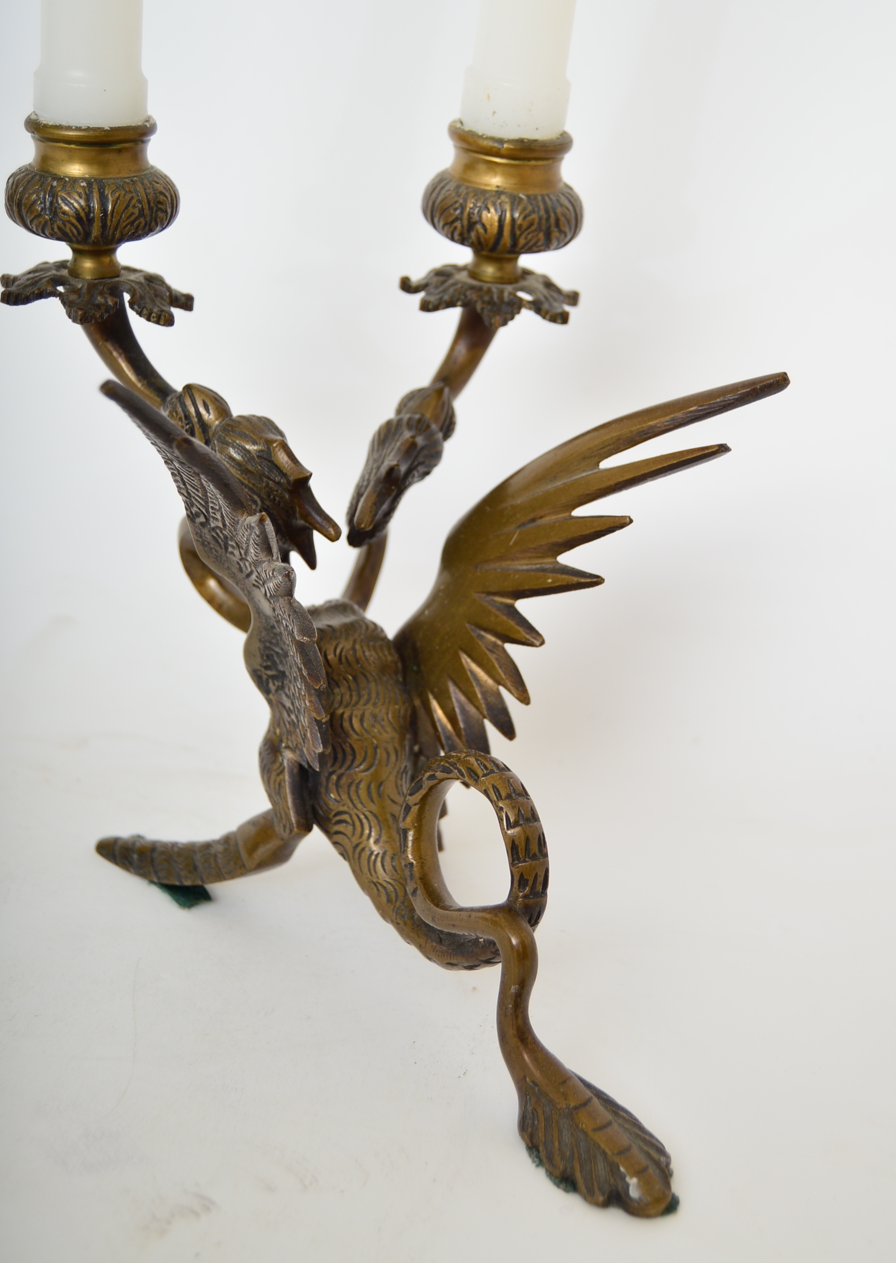Cast Brass Dragon Candelabra, Late 20th Century EBTH