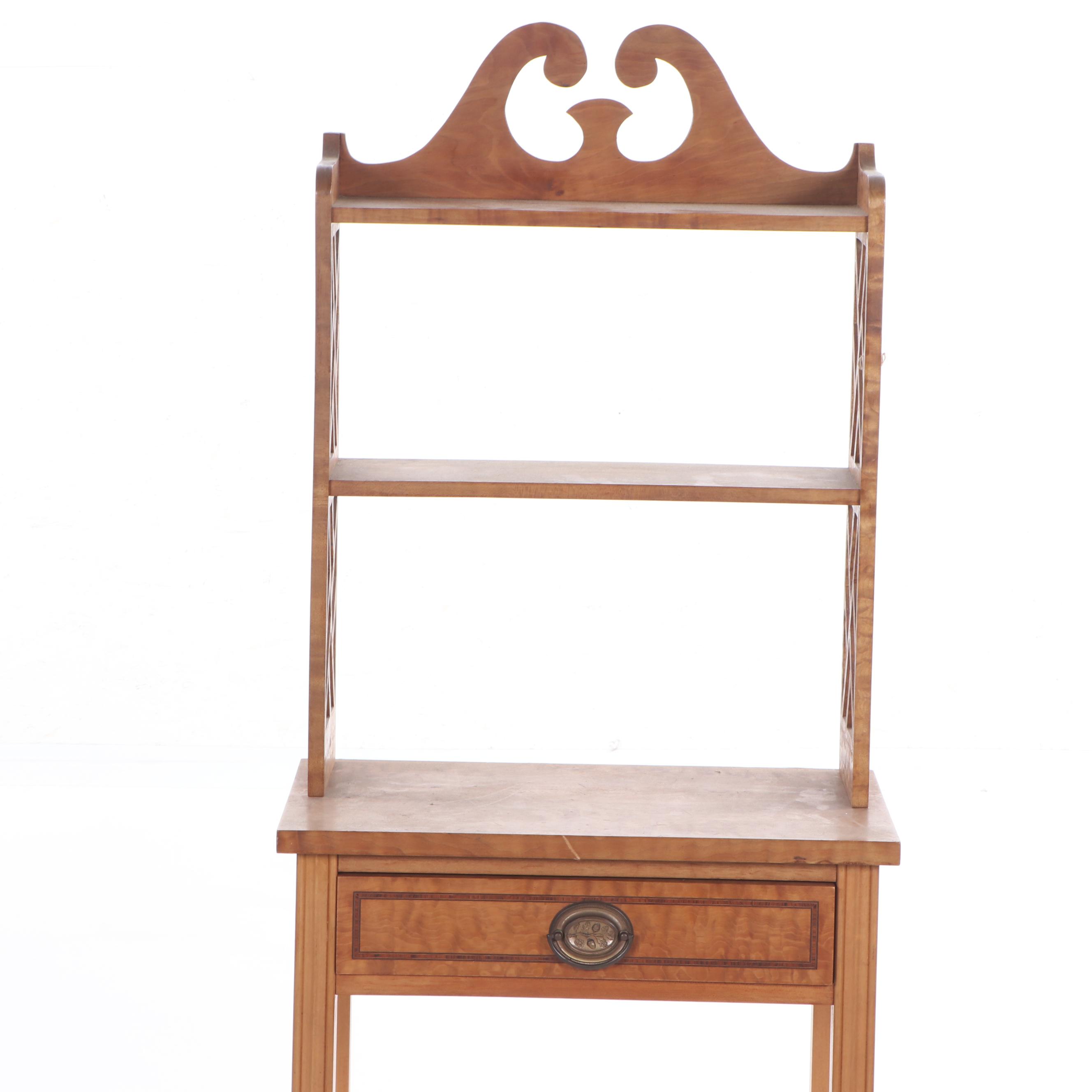 Contemporary Federal Style Curly Maple and Hardwood Bedside Table with