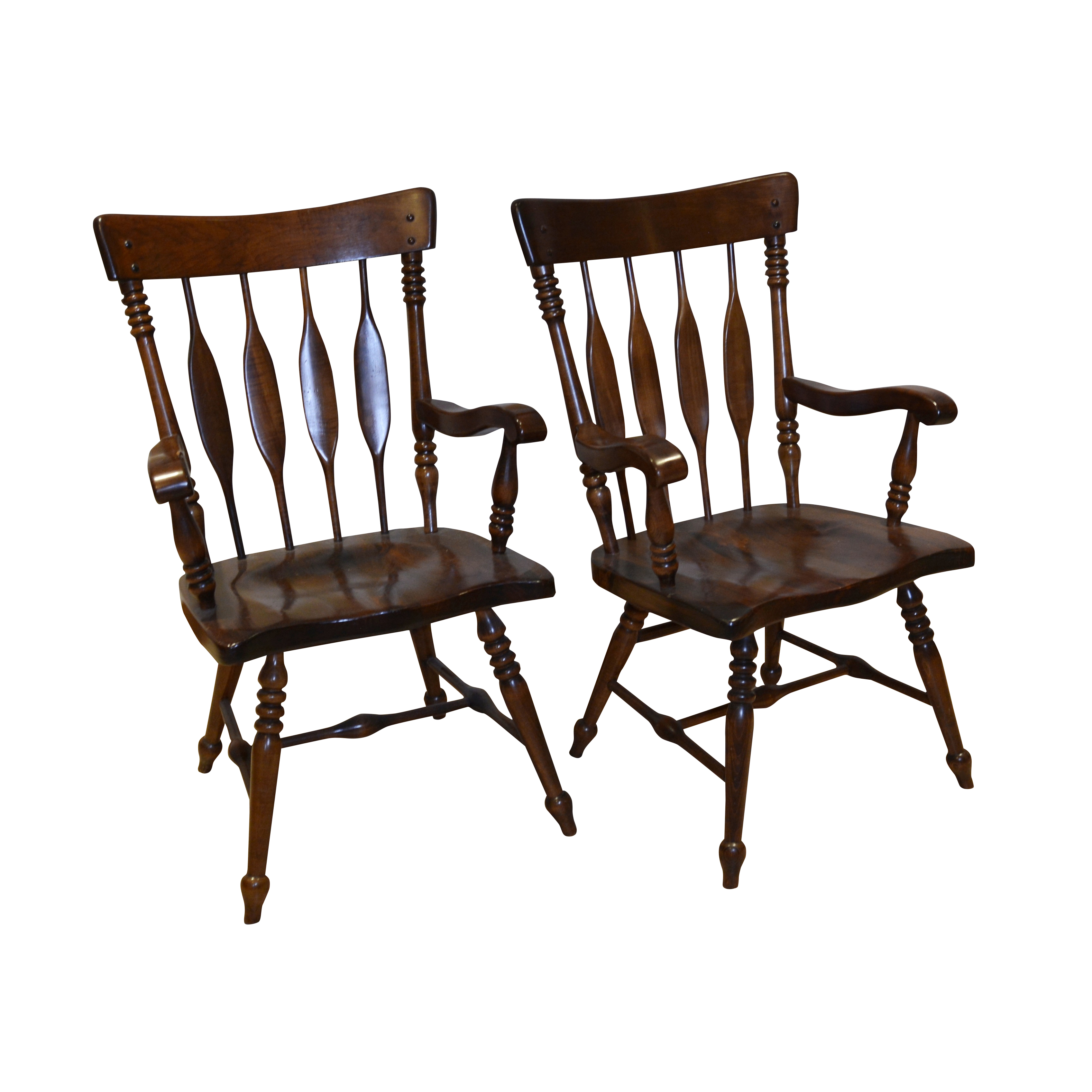 Pair of Kling Colonial Revival Pine Arm Chairs, 1970s EBTH