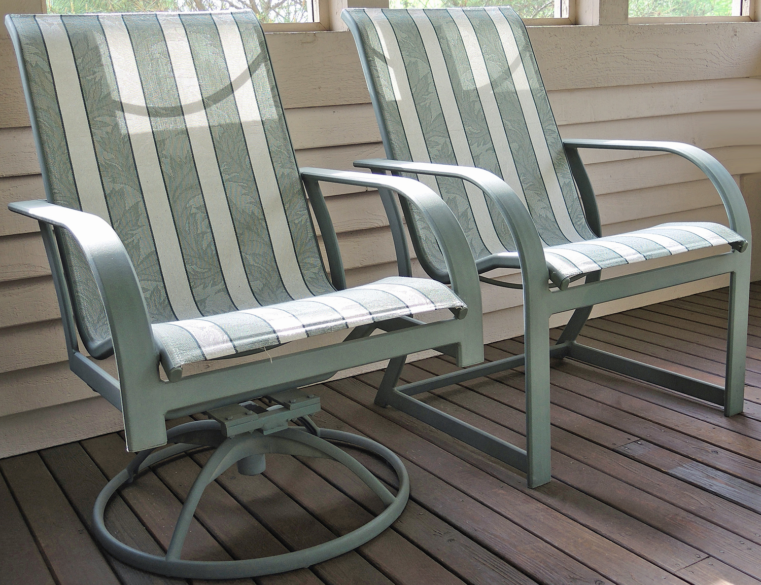 Contemporary Patio Table, Slingback Chair Set, Footstool and Side Table