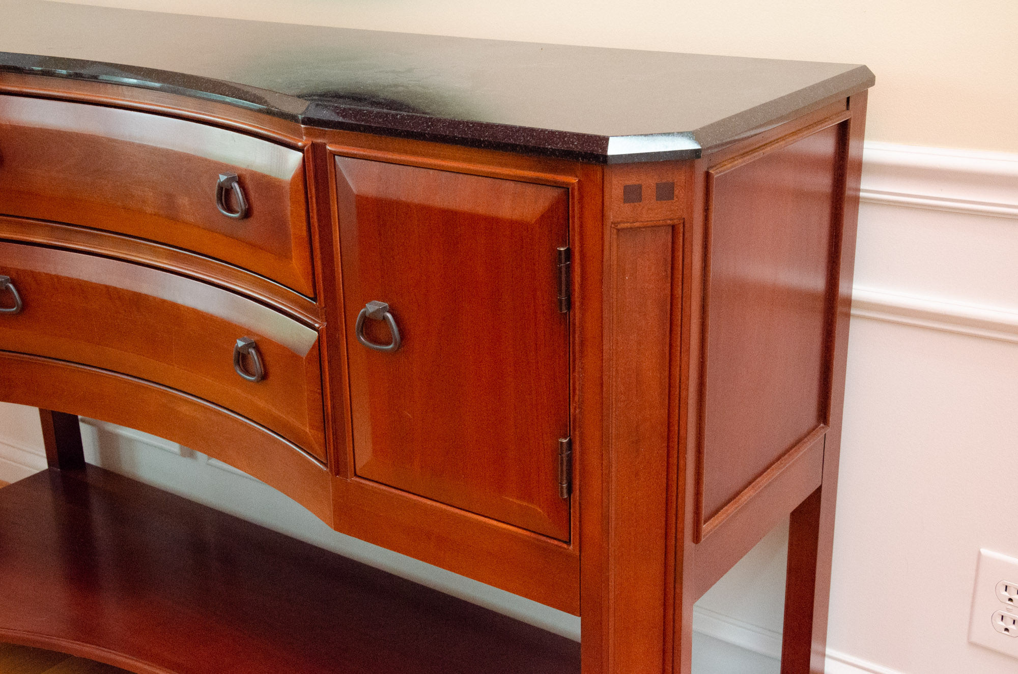 Contemporary Thomasville Mission Style Cherry Dining Buffet with Granite Surface EBTH