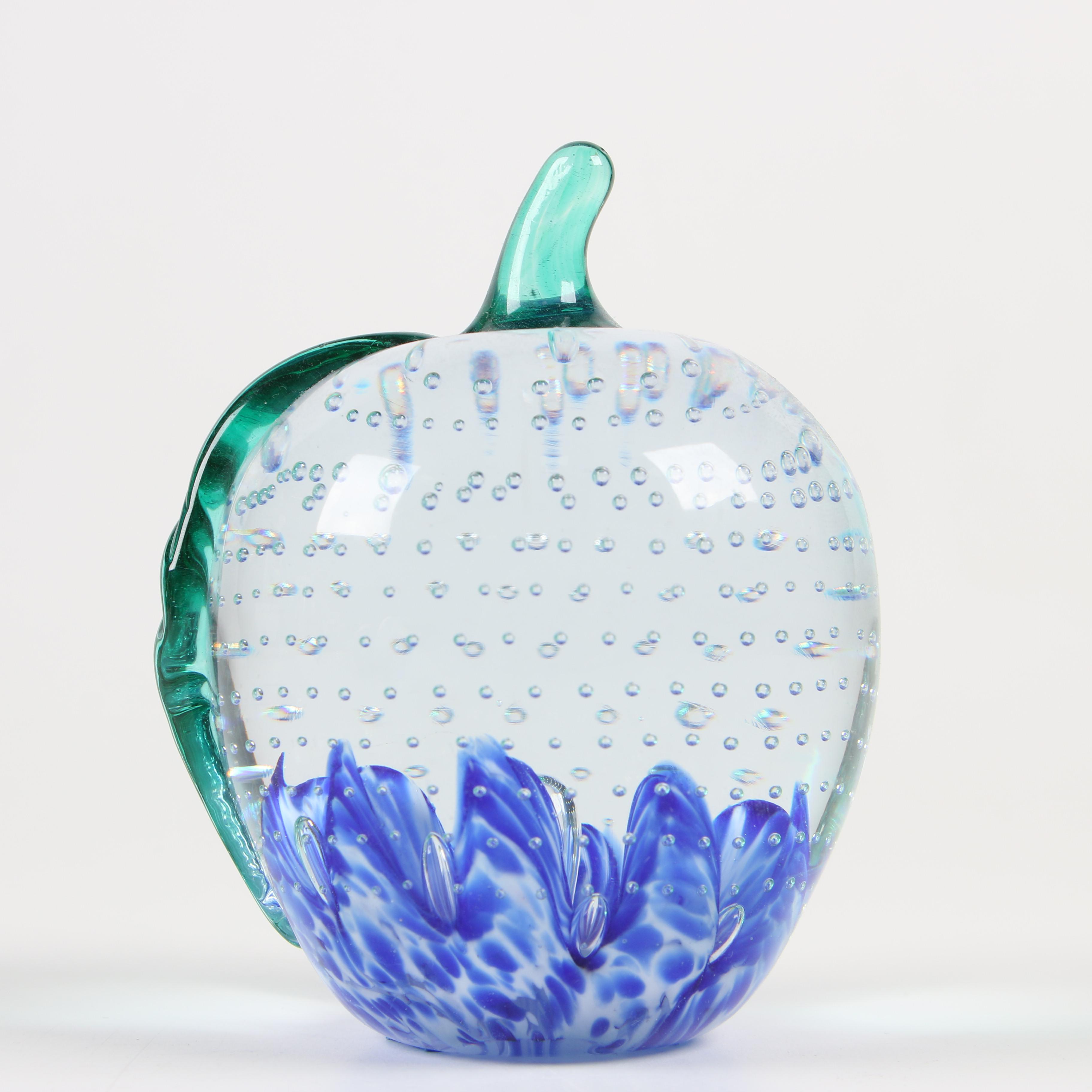 Gibson Art Glass Apple Paperweight with other Art Glass Paperweights EBTH