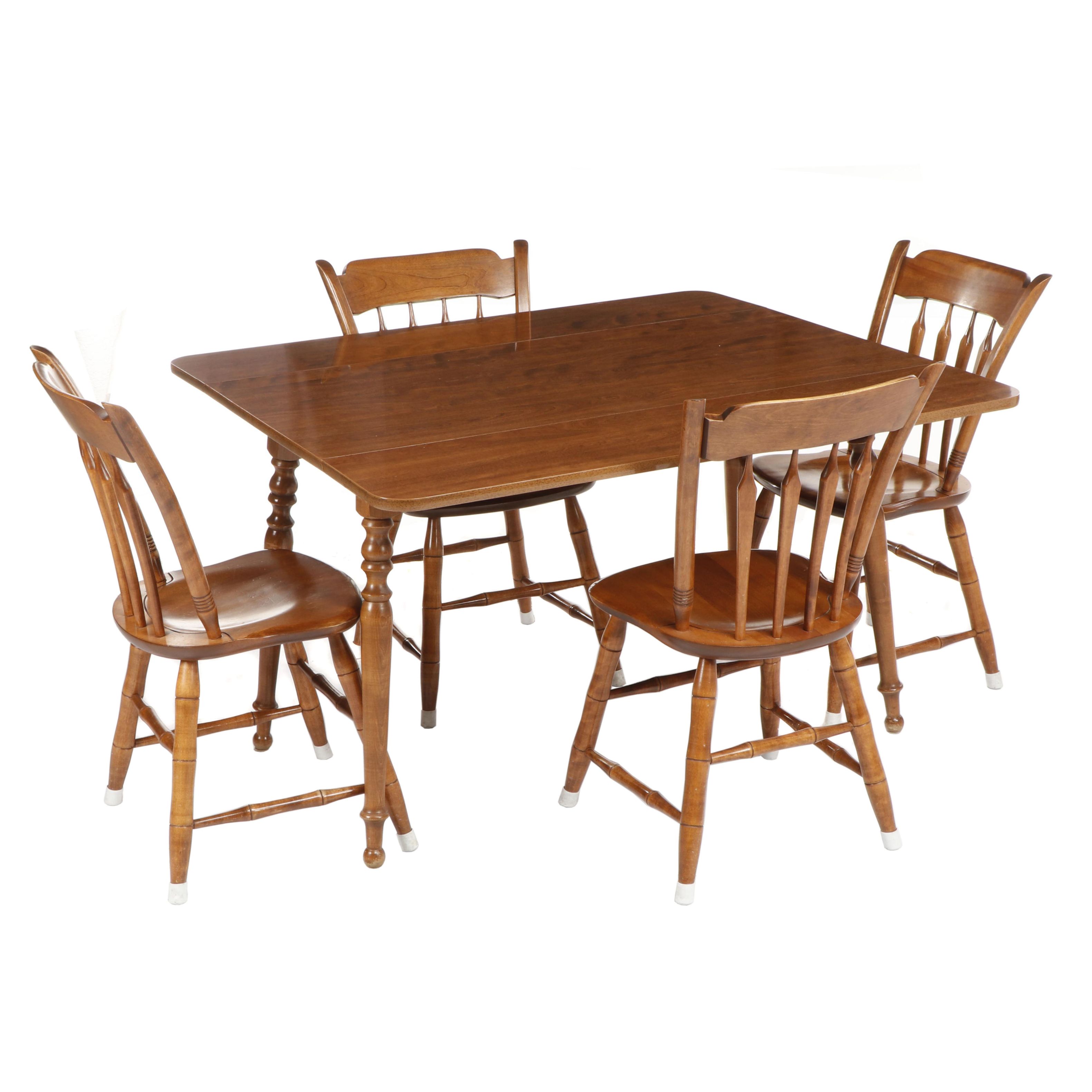 Ethan Allen Mahogany Finished Dining Table Set With Spool Turned