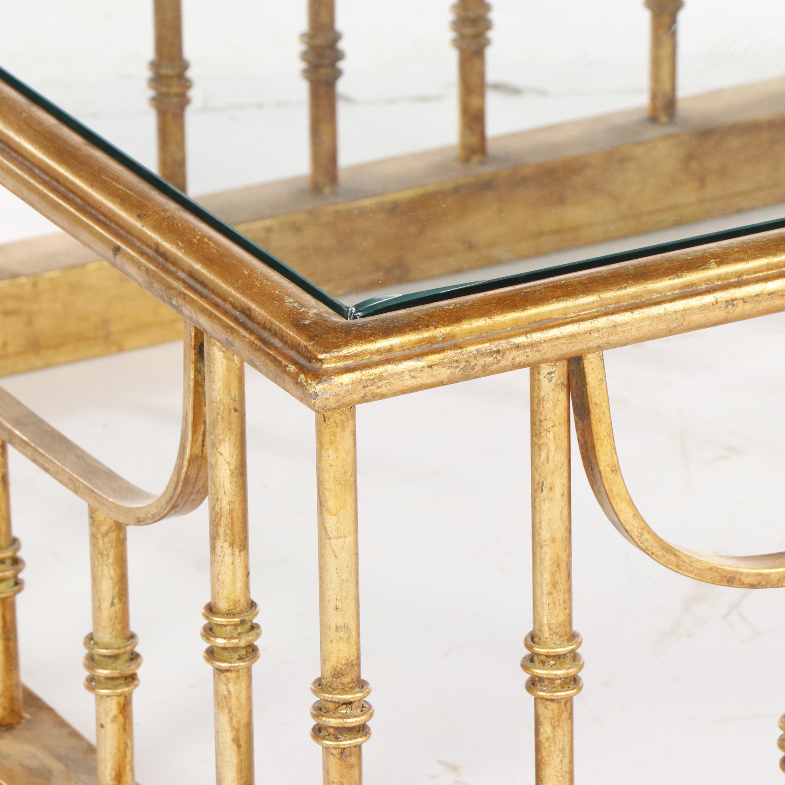 Contemporary GoldTone Metal Coffee Table with Glass Top EBTH
