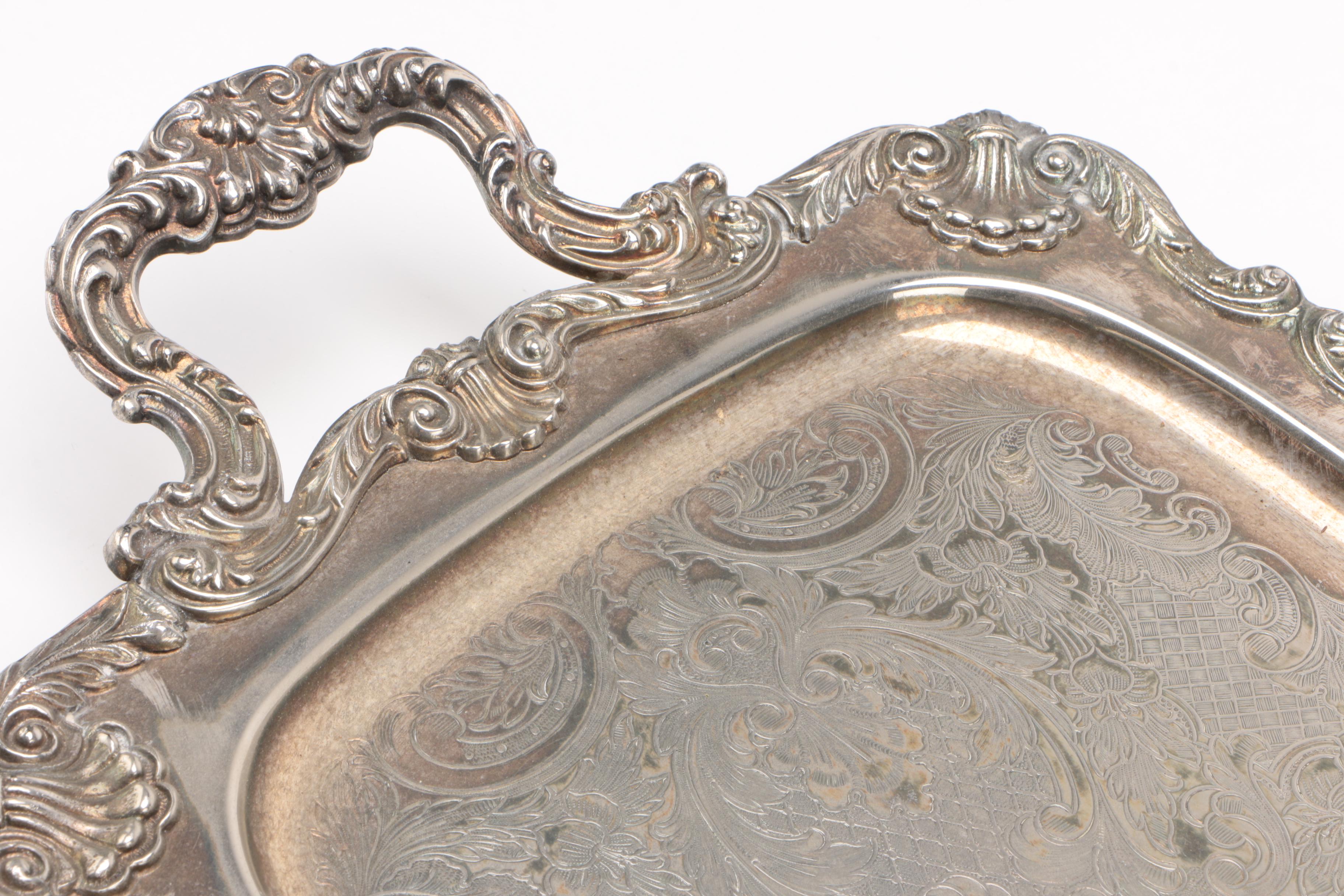 English Silver Mfg. Corp. And Other Silver Plate Serving Trays, Mid ...