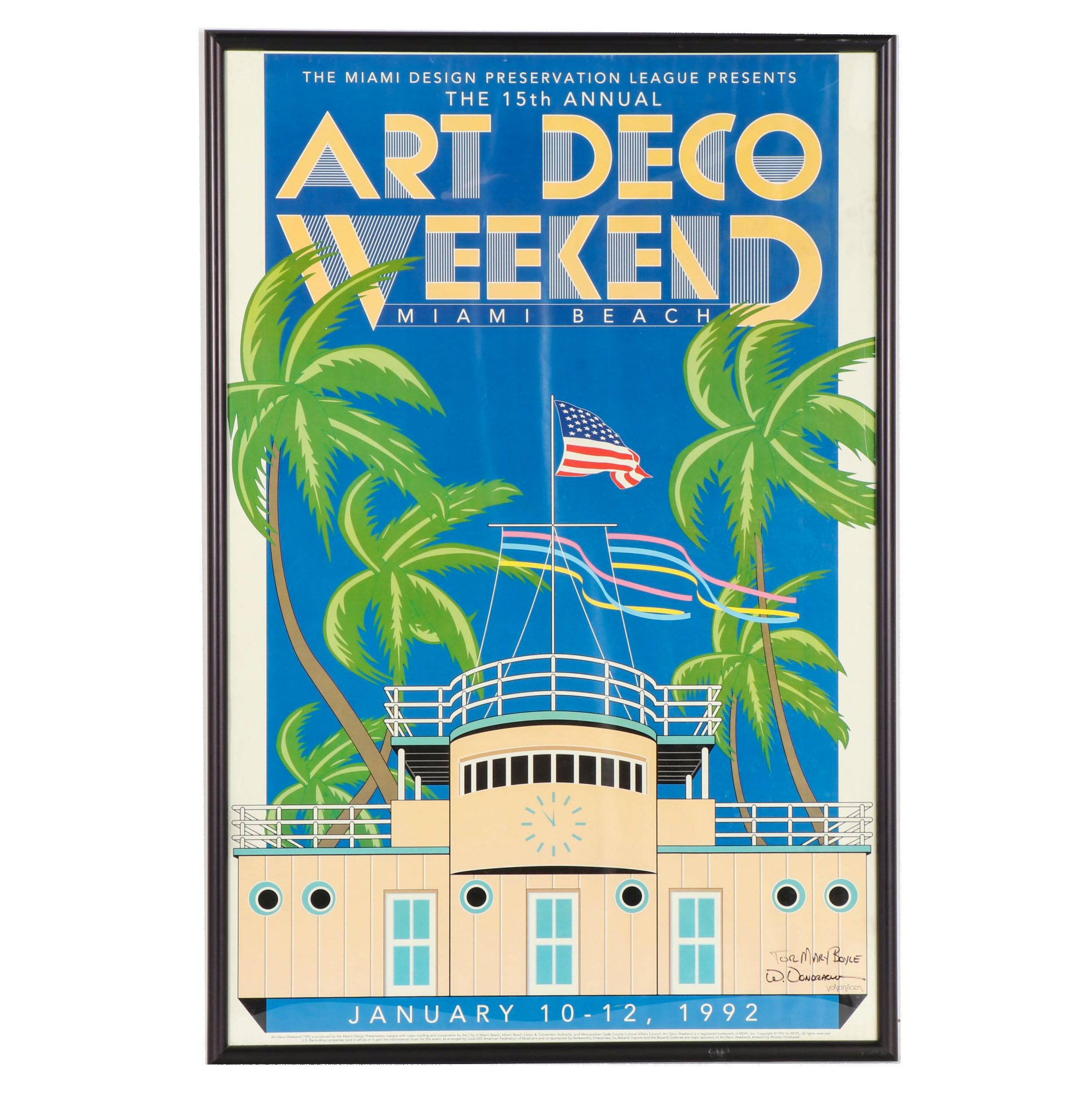 1992 Miami Art Deco Weekend Poster Ebth